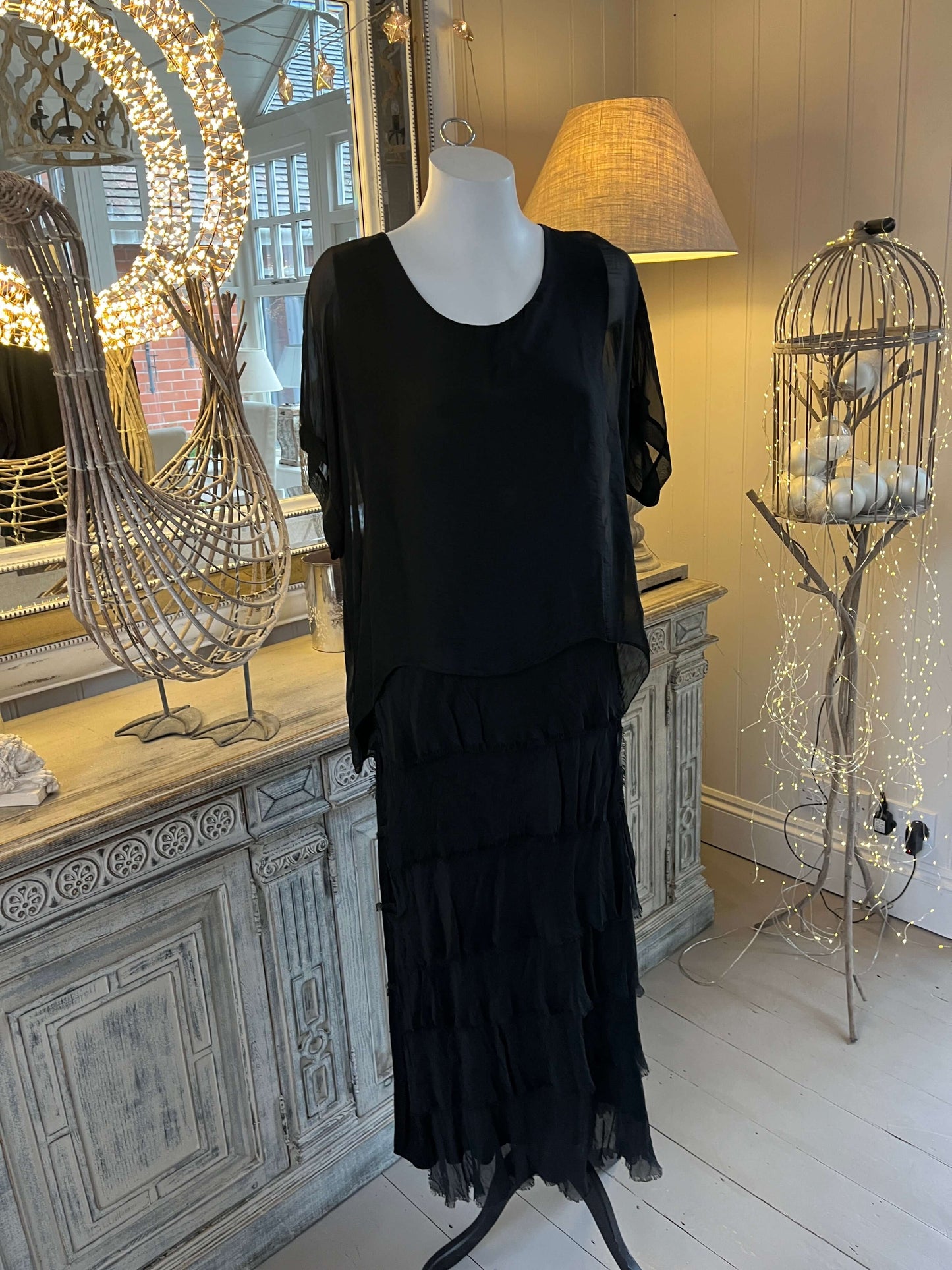 Saskia Silk Look Tiered Dress