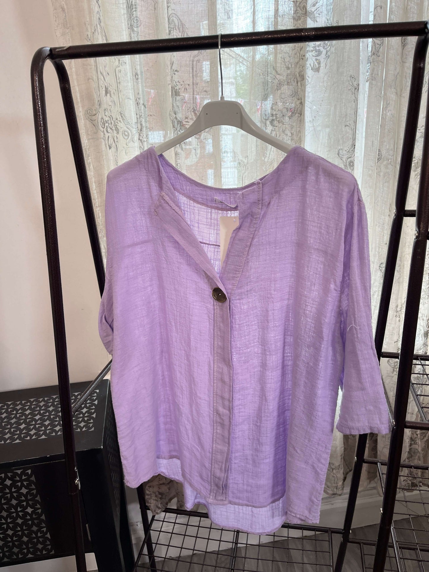 Atlanta One Button Boxy Slouchy Blouse