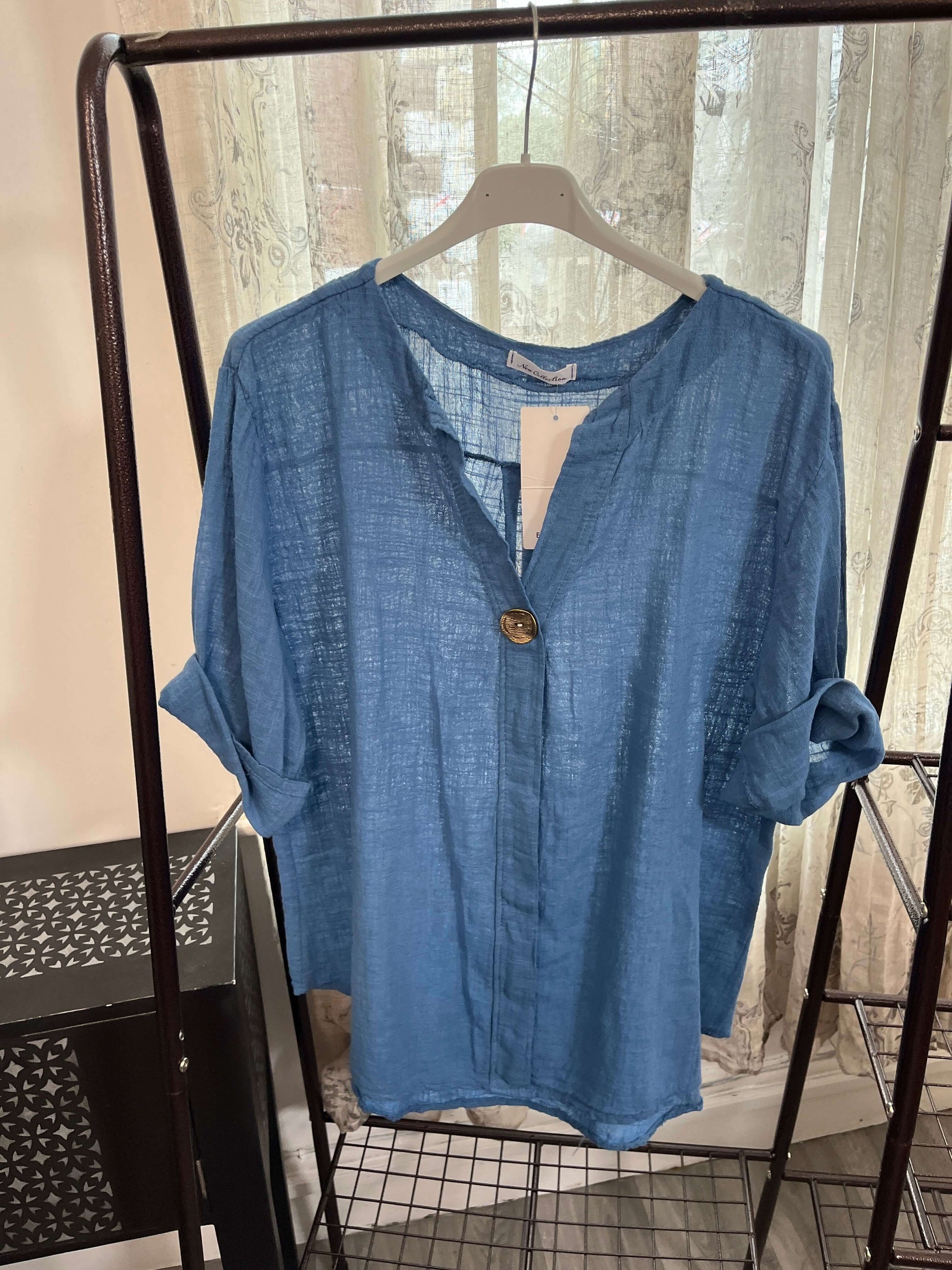 Atlanta One Button Boxy Slouchy Blouse