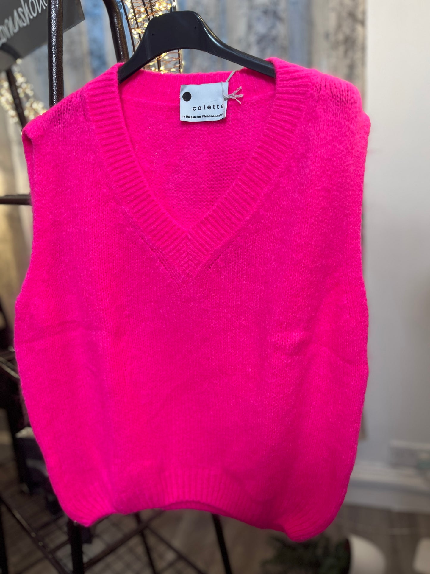 Colette V-Neck Mohair Knit Tank Top