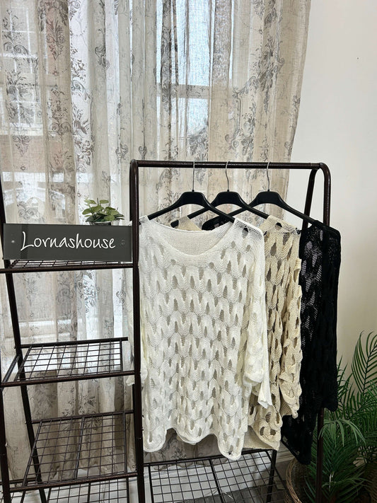 Crochet Wave Open Weave Layering Jumper