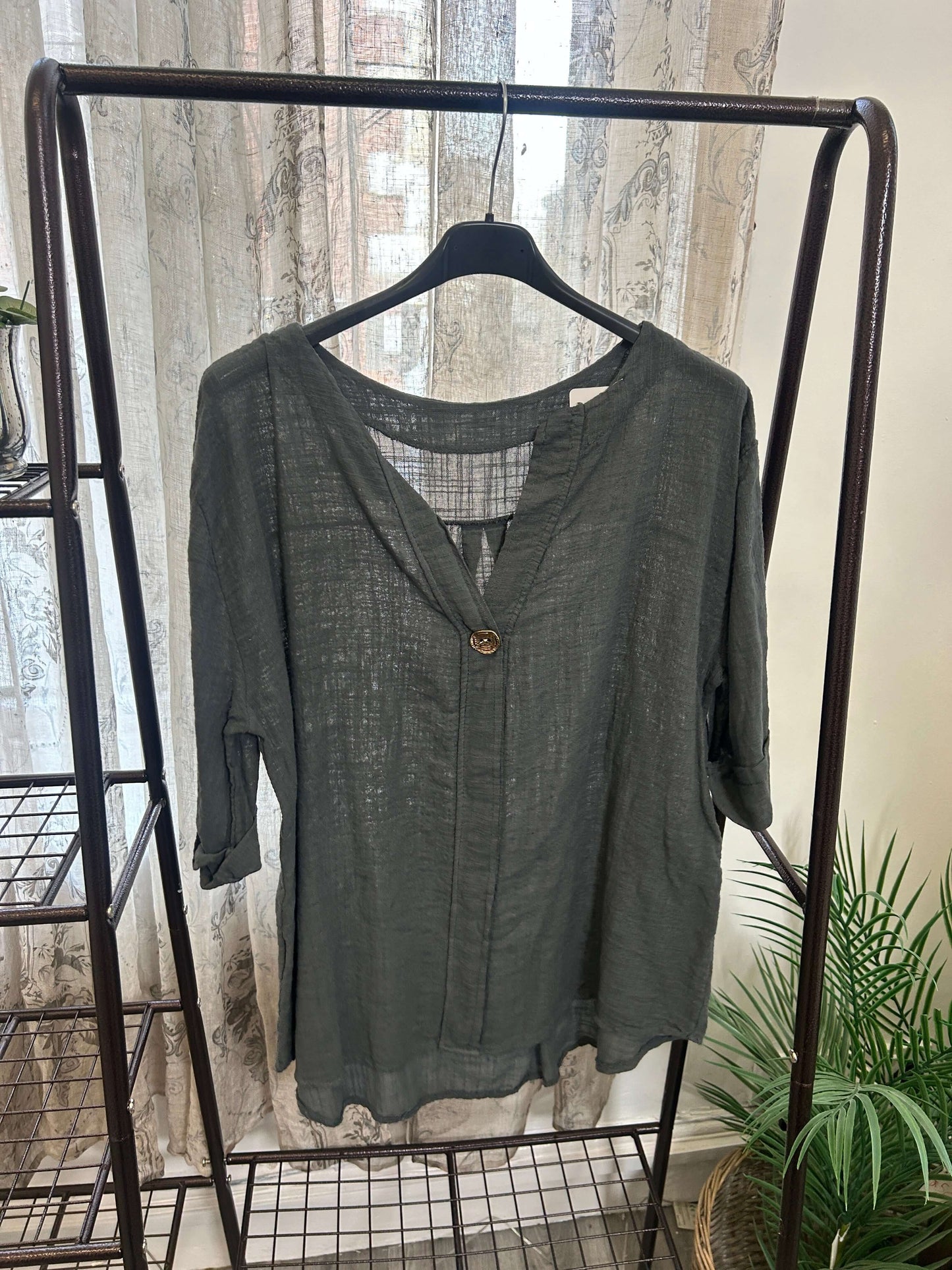 Atlanta One Button Boxy Slouchy Blouse