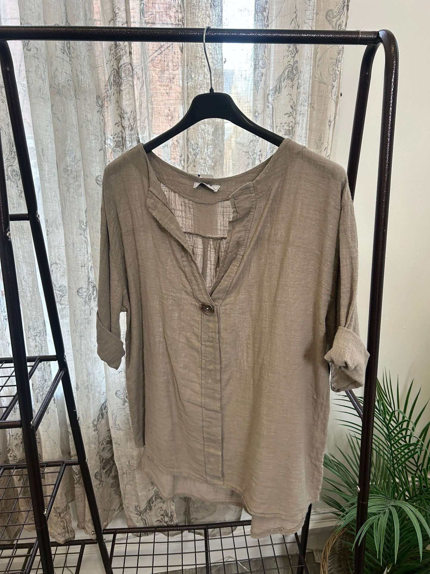 Atlanta One Button Boxy Slouchy Blouse