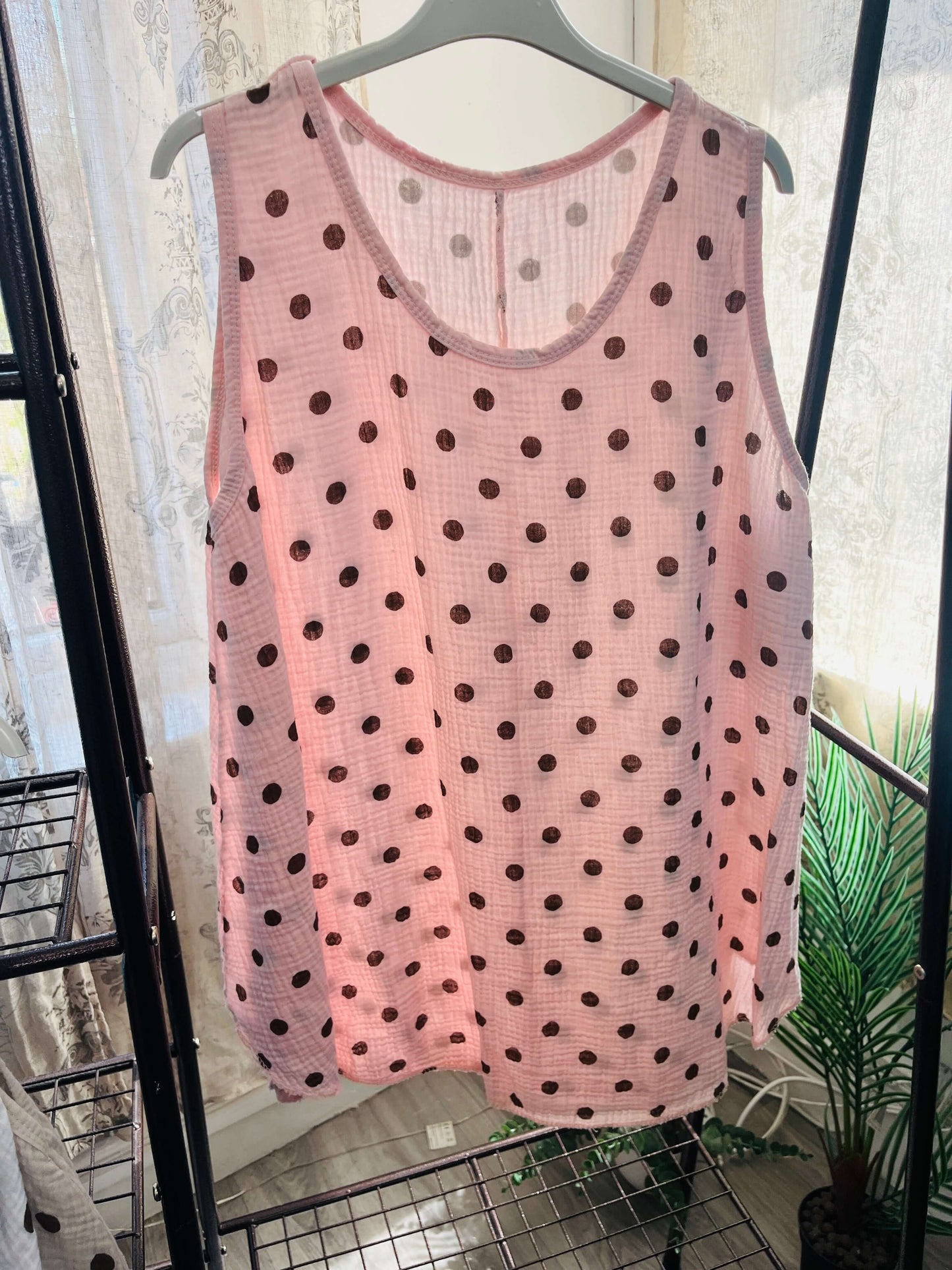 Ladies Cotton Spotty Vest Top