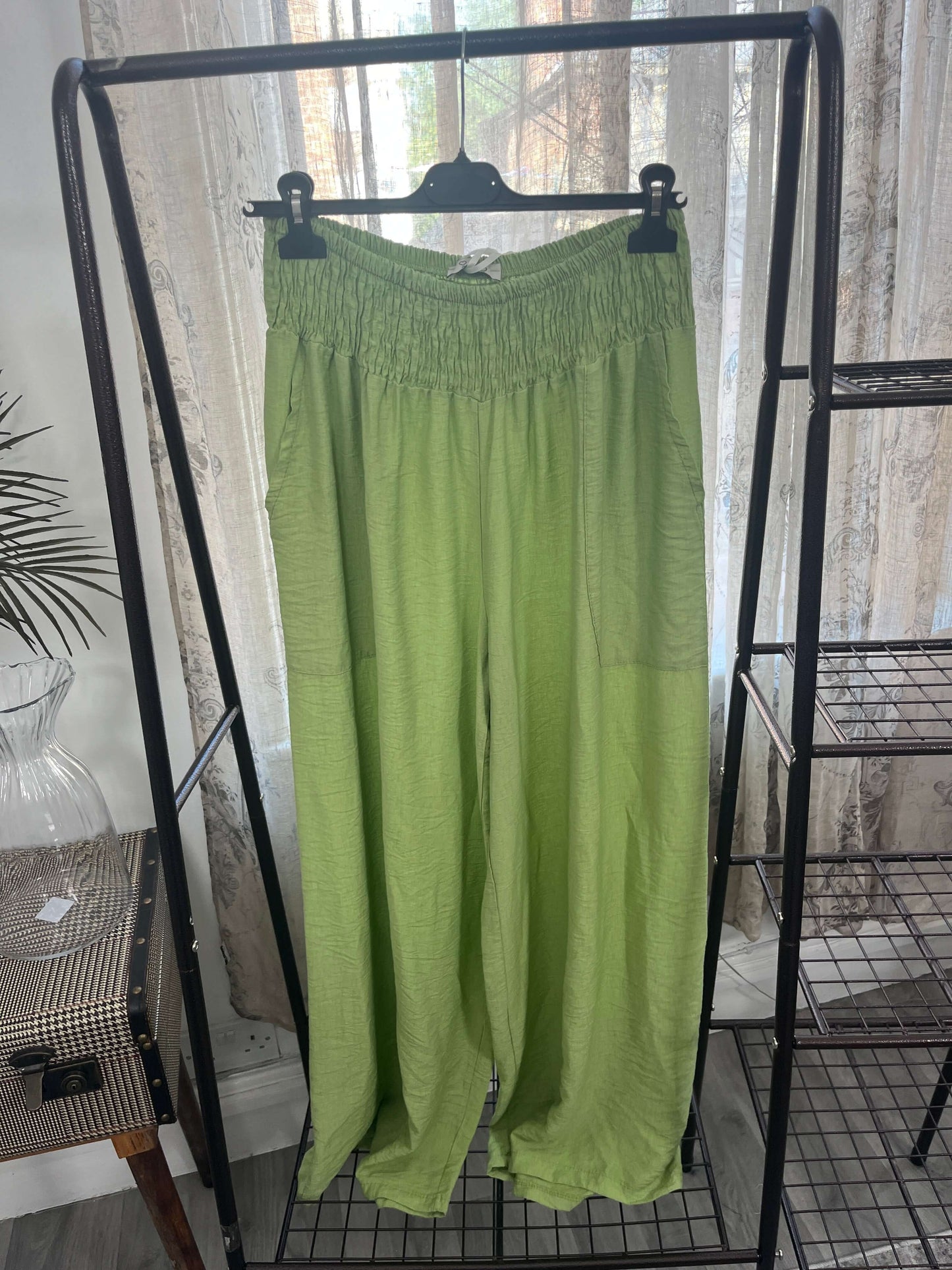 Olive Elasticated Waist Wide Leg Palazzo Trouser