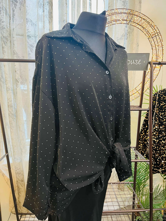 Silver Stud Satin Feel Shirt