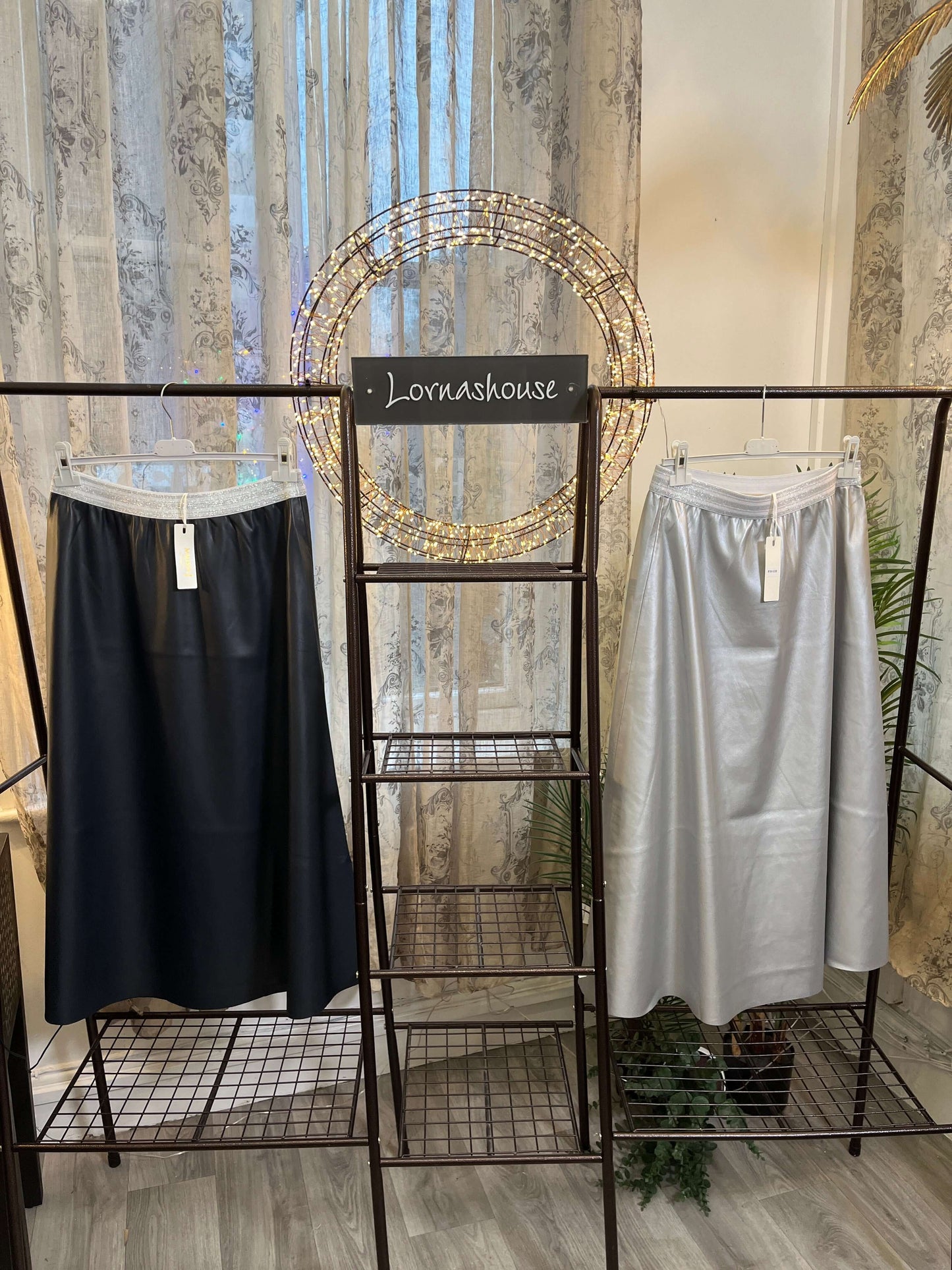 MalissaJ Faux Leather A-Line Skirt