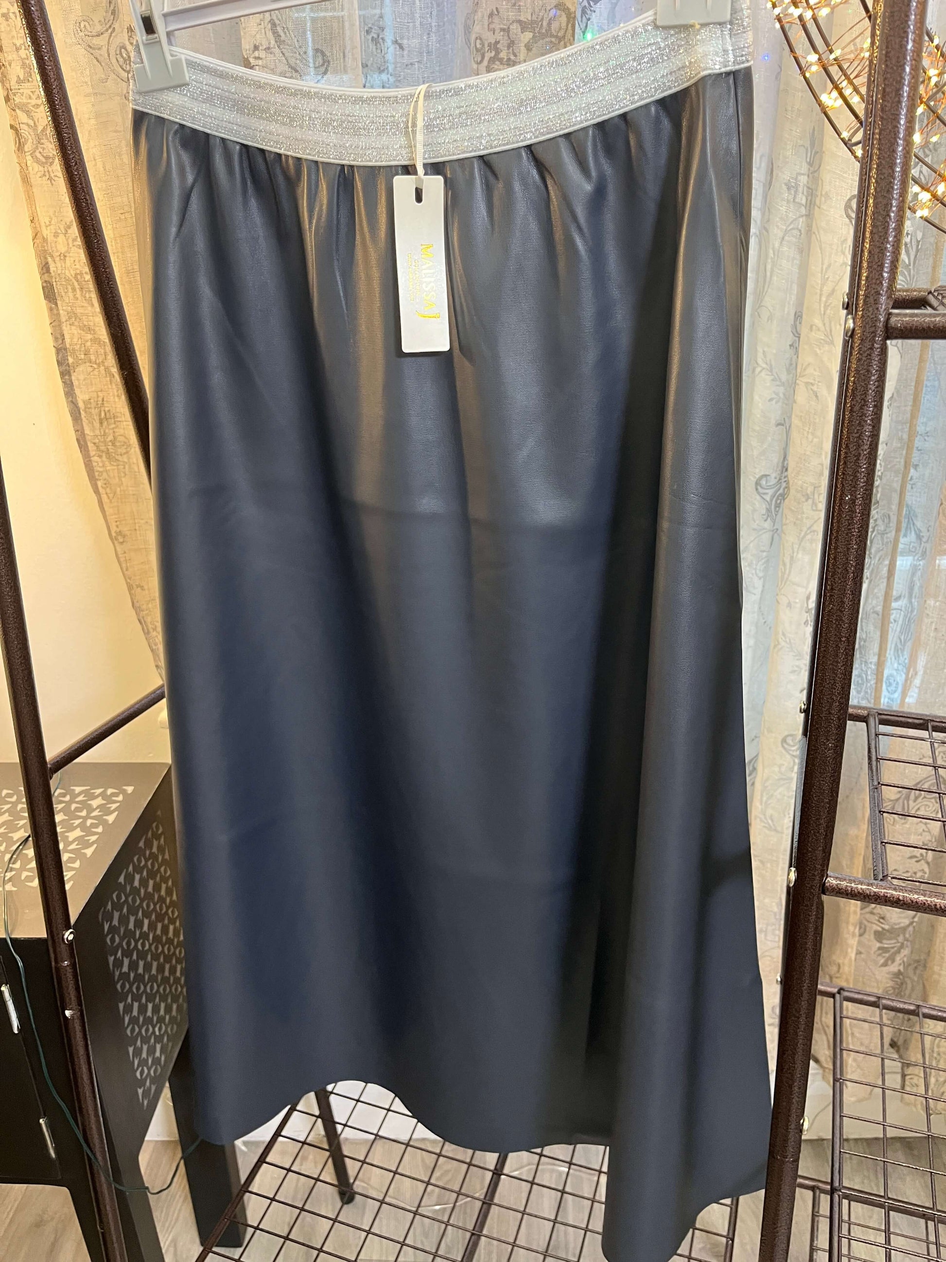 MalissaJ Faux Leather A-Line Skirt