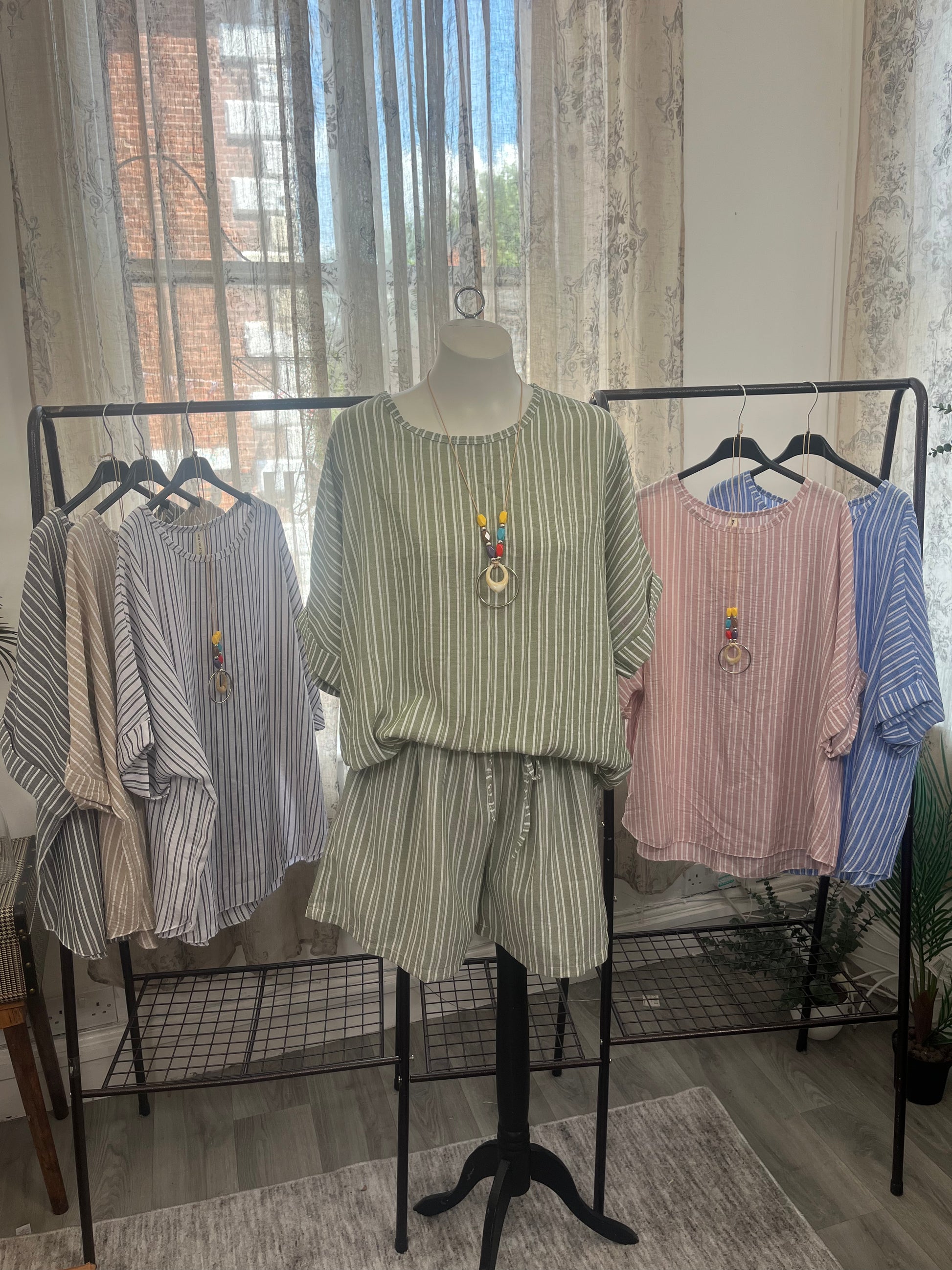 Ladies Relaxed Fit Pin Stripe Top