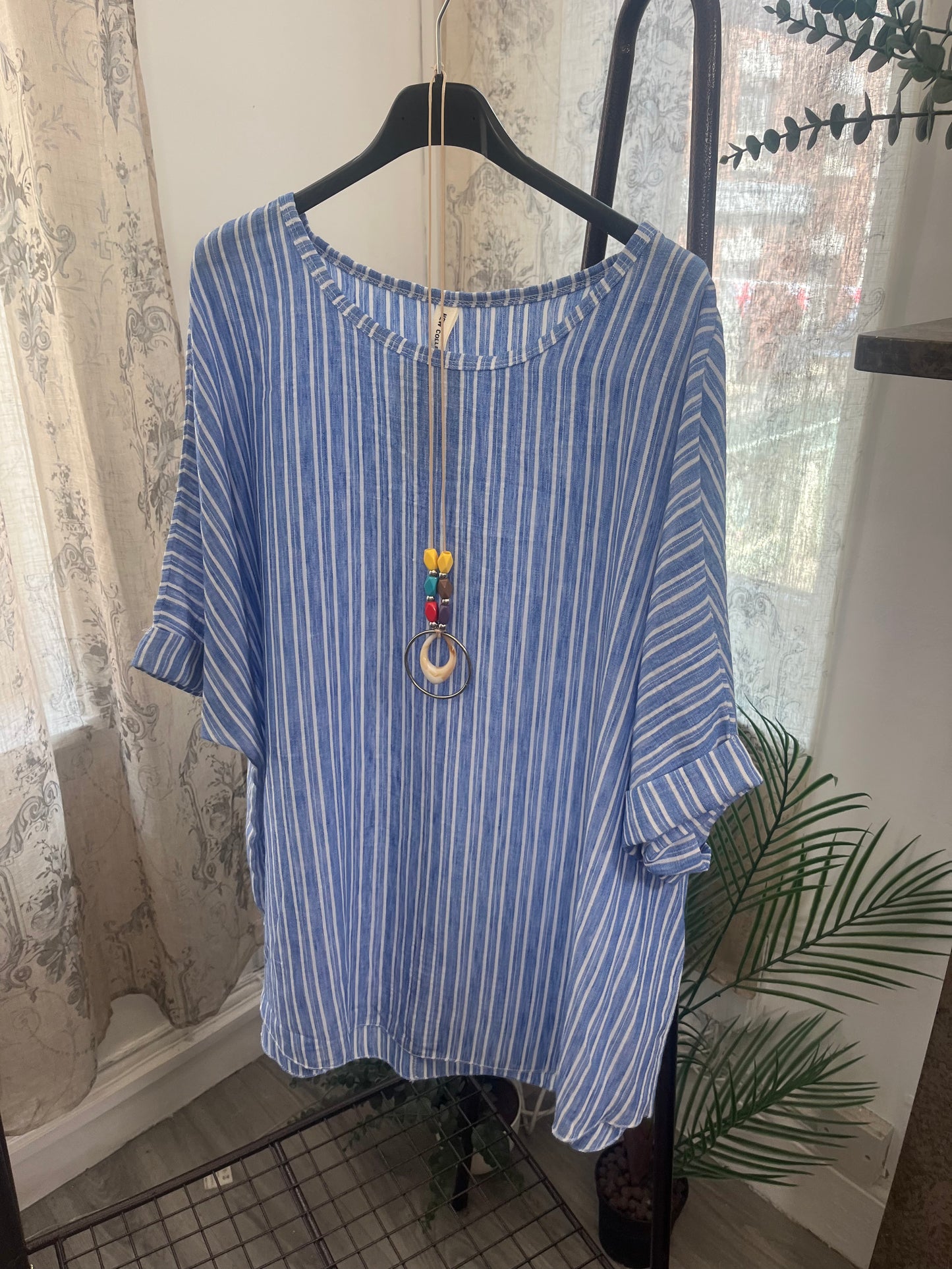 Ladies Relaxed Fit Pin Stripe Top
