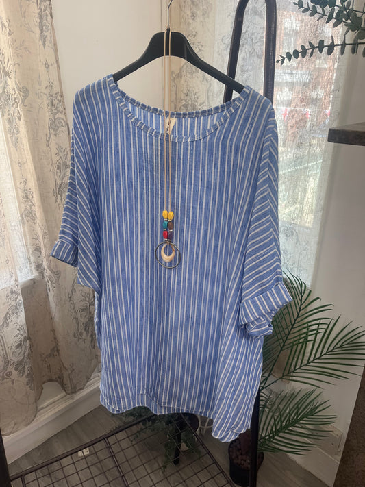 Ladies Relaxed Fit Pin Stripe Top