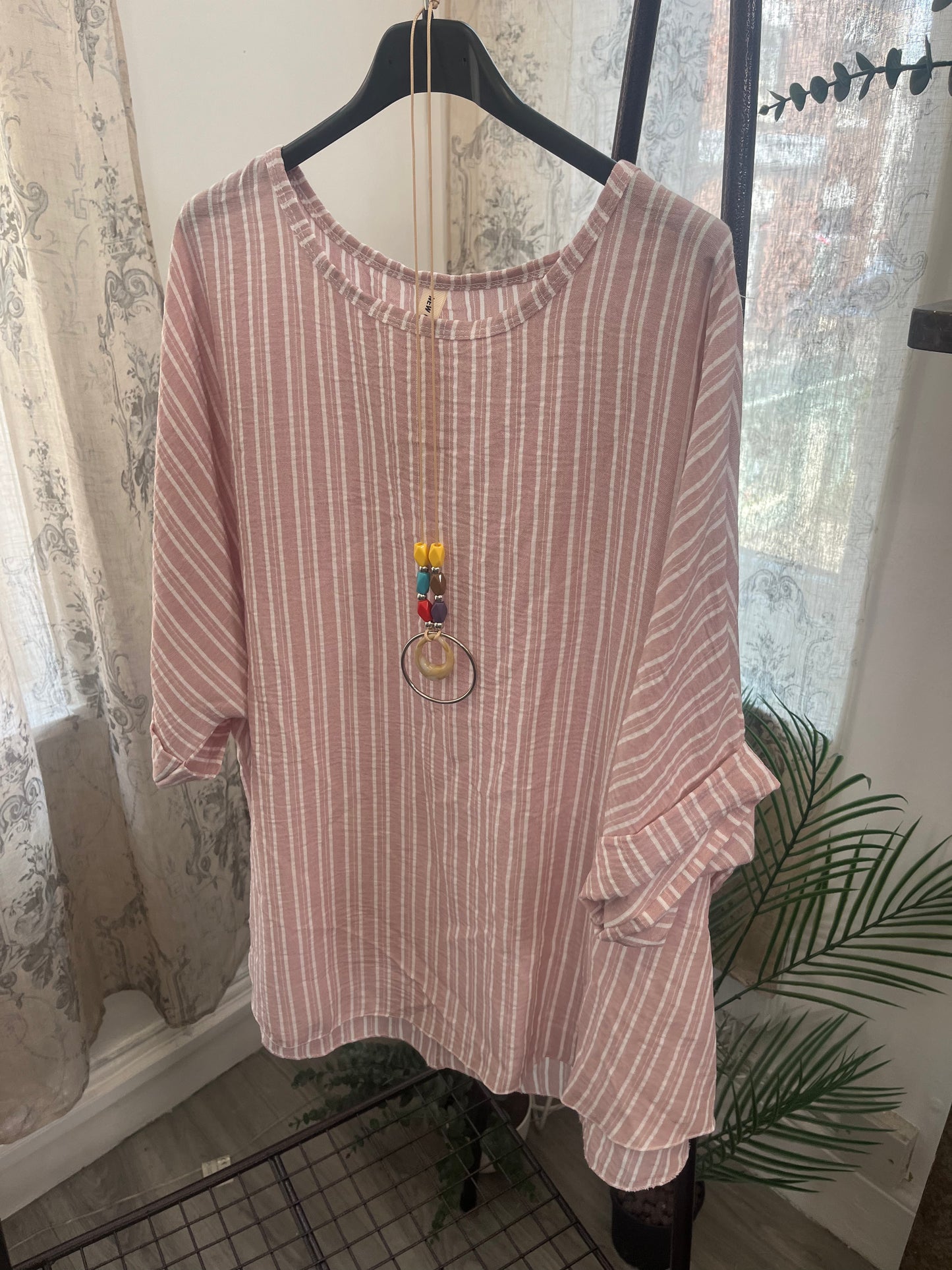 Ladies Relaxed Fit Pin Stripe Top