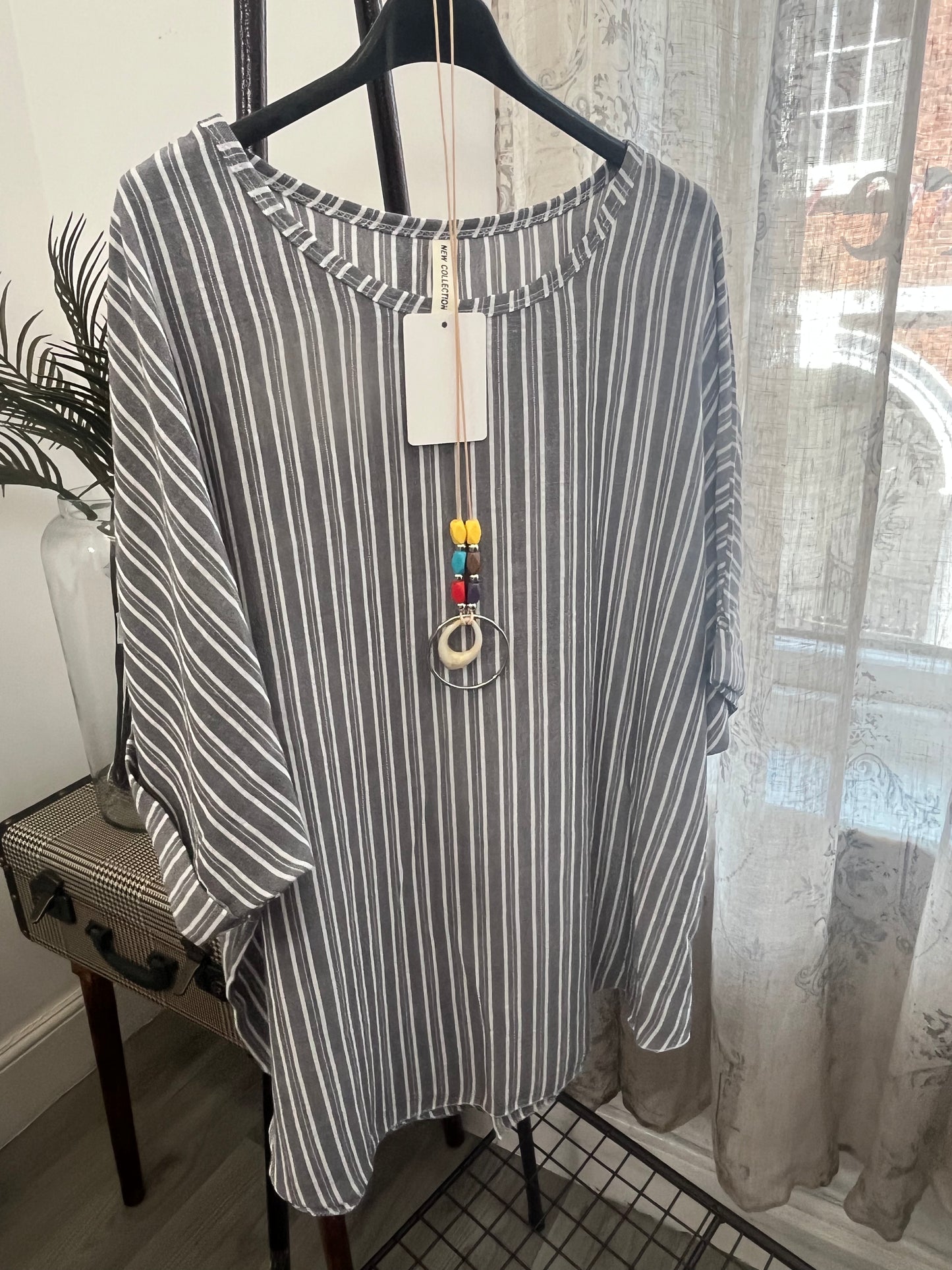 Ladies Relaxed Fit Pin Stripe Top