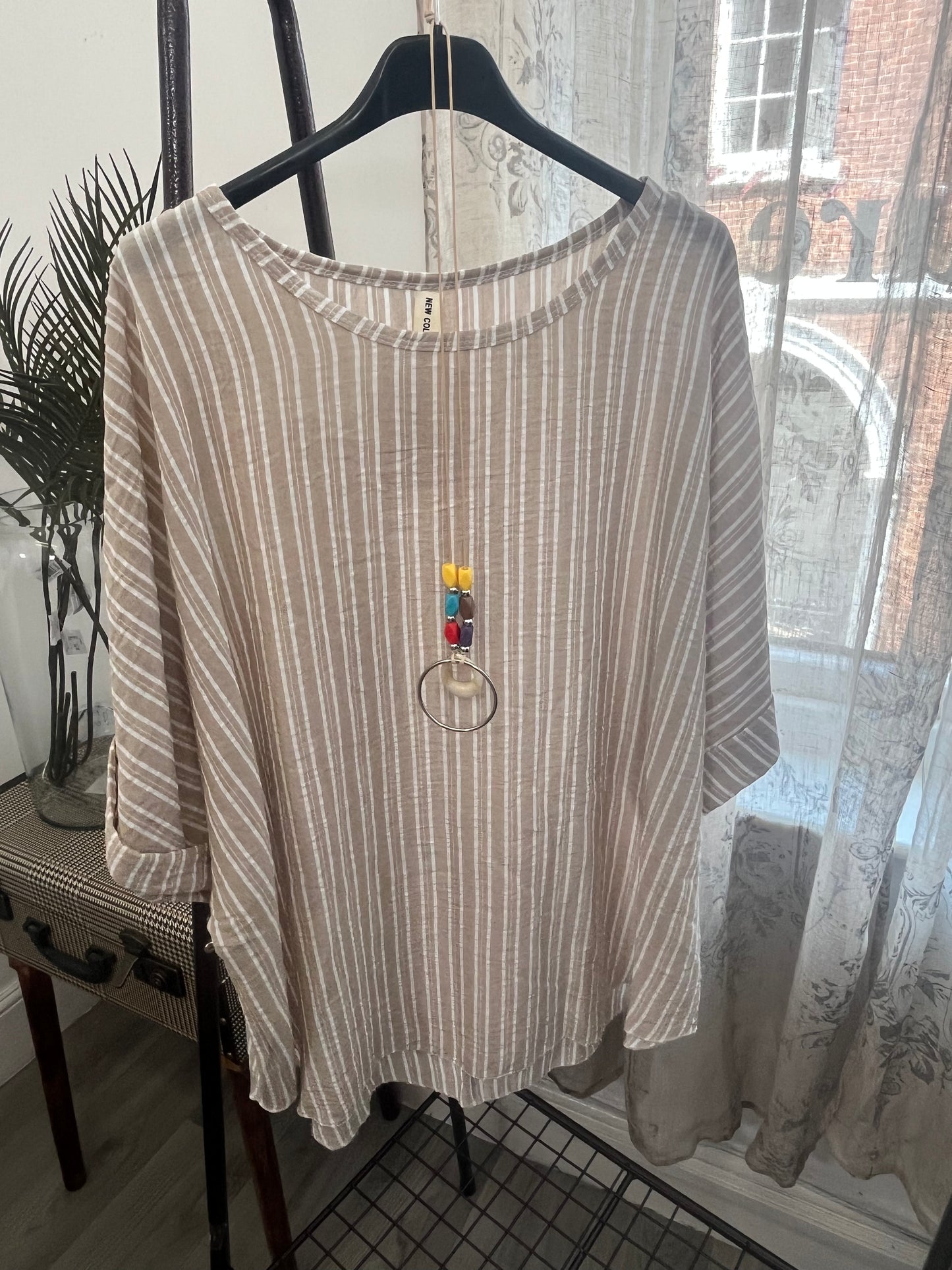 Ladies Relaxed Fit Pin Stripe Top