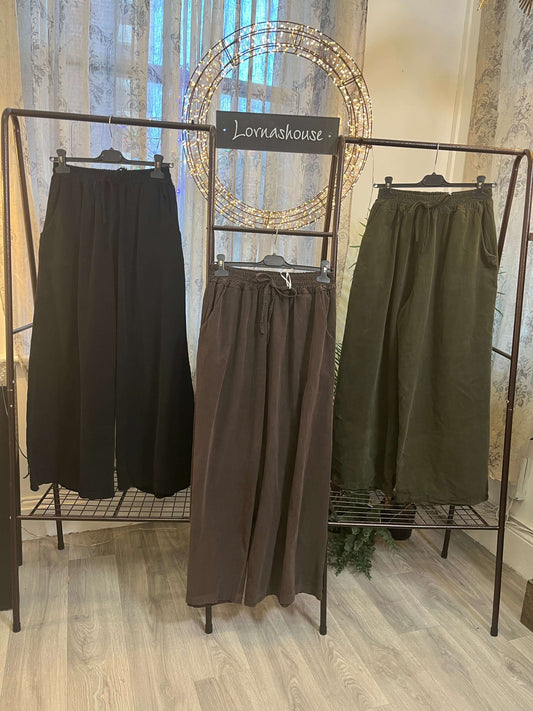 Verity Wide Leg Elasticated Waist Cord Trousers