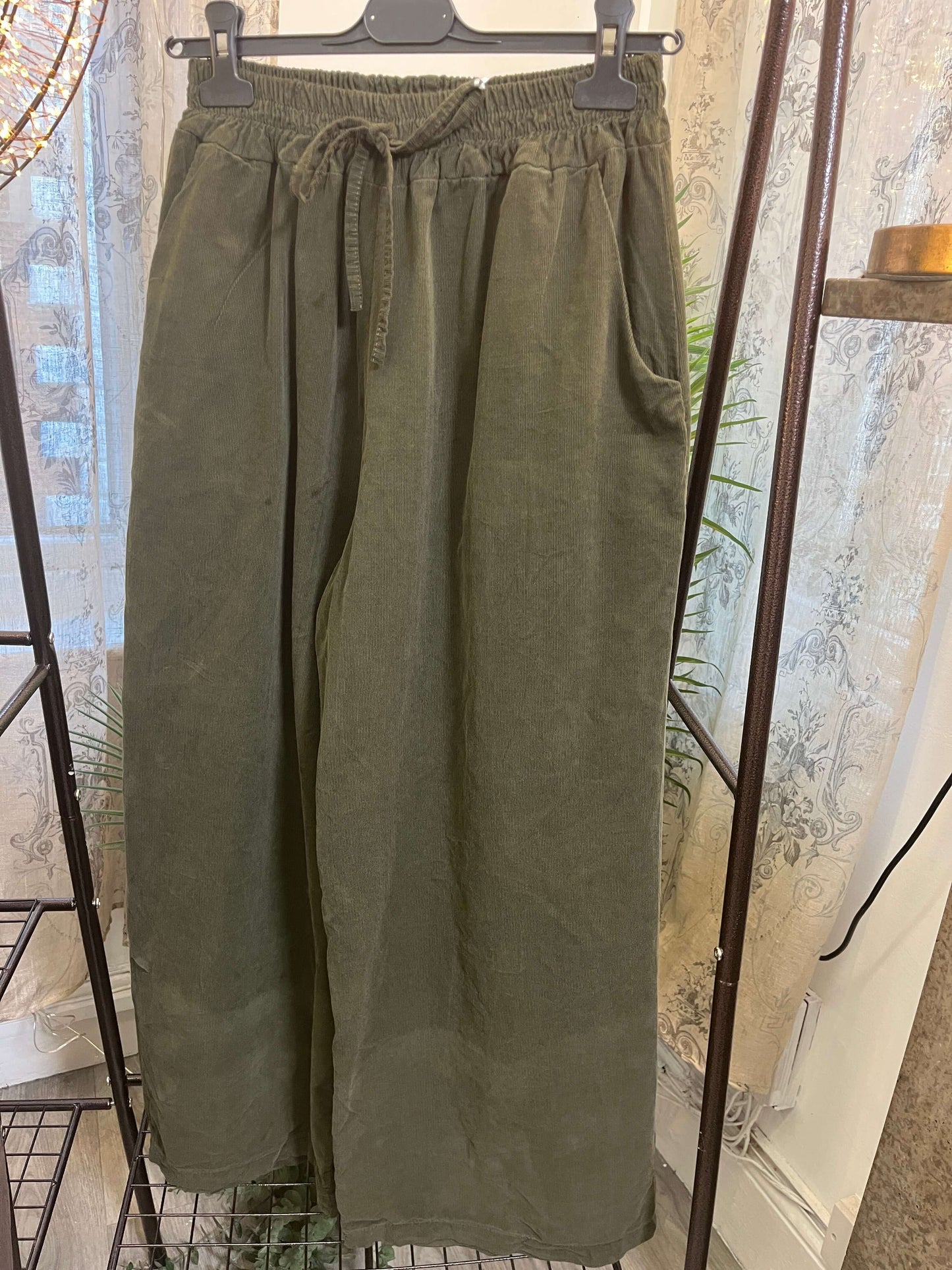 Verity Wide Leg Elasticated Waist Cord Trousers