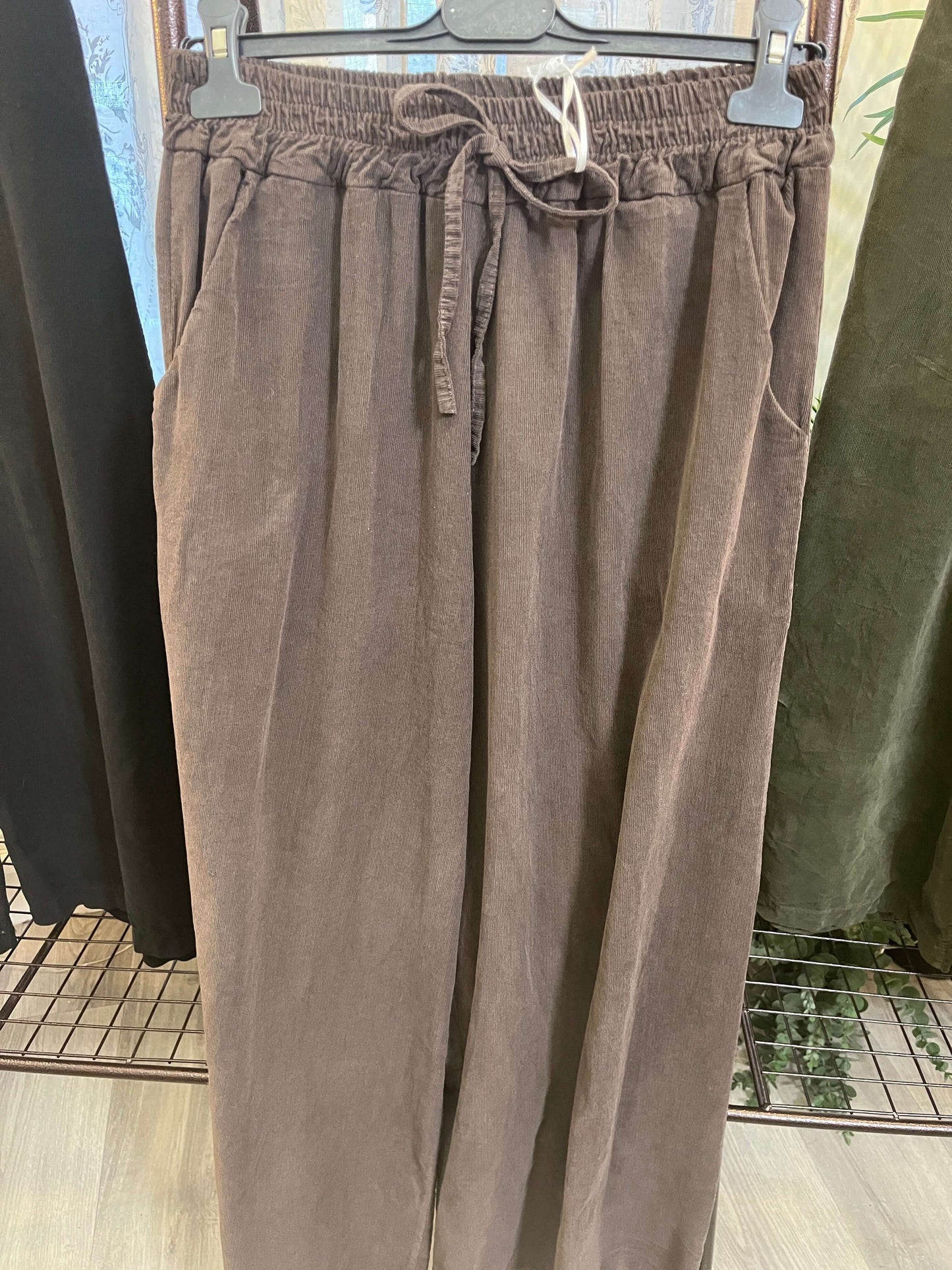 Verity Wide Leg Elasticated Waist Cord Trousers