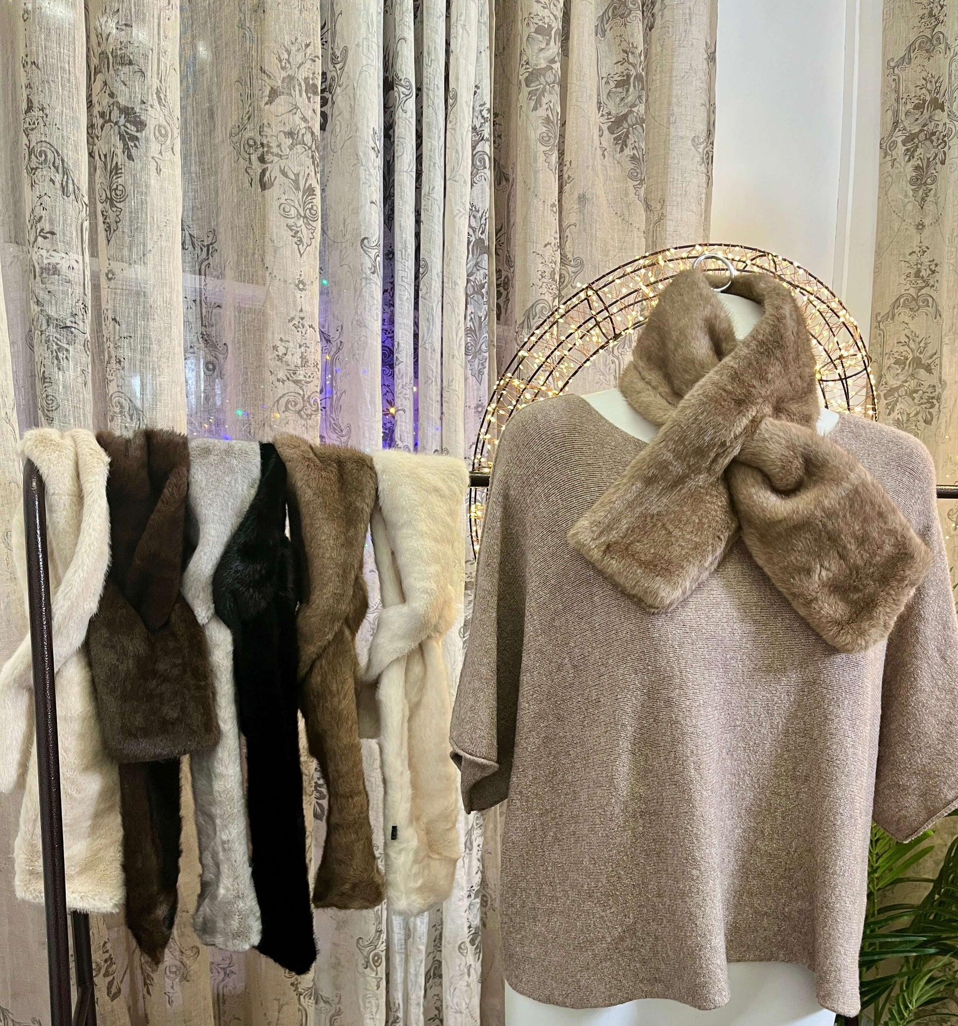 Faux Fur Collar Stole Scarf