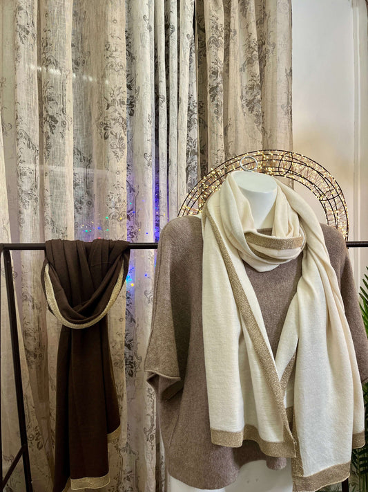 Soft Gold Border Scarf