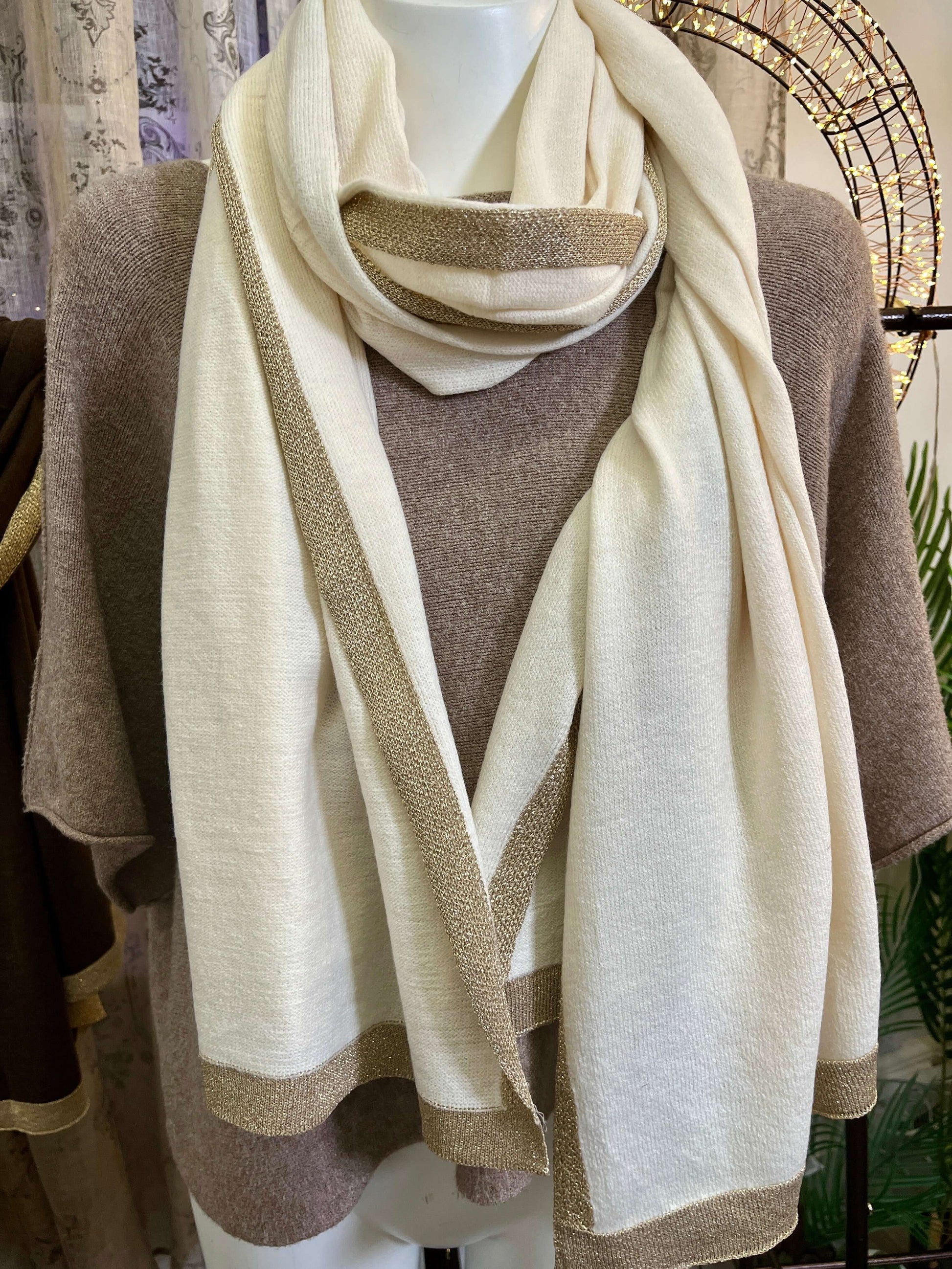 Soft Gold Border Scarf