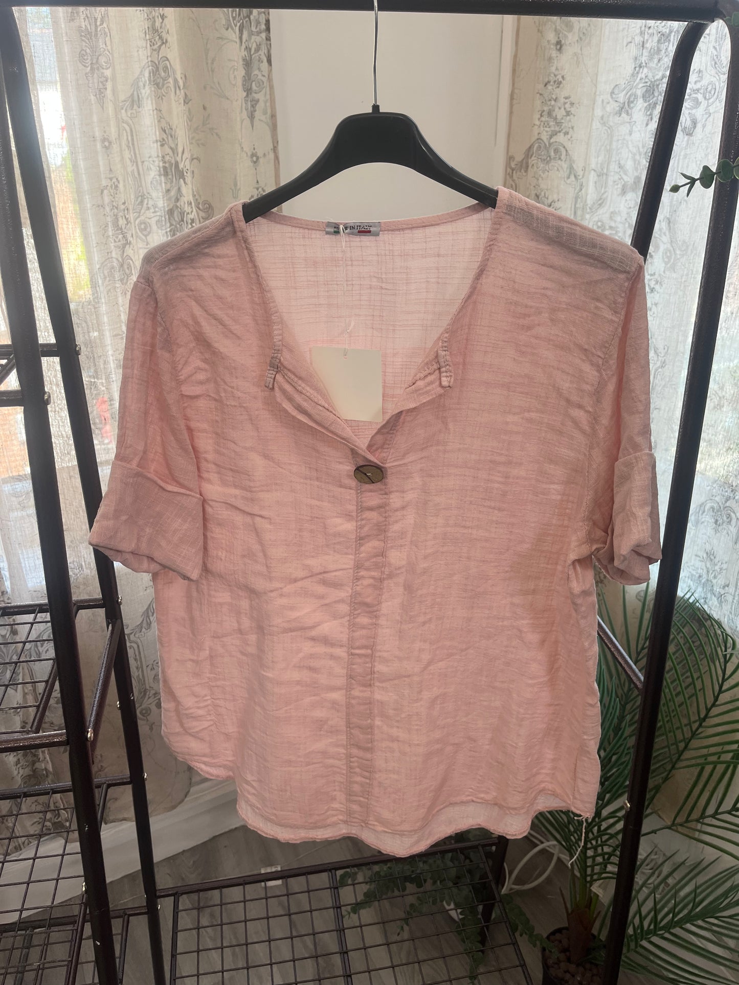 India Wooden Button Boxy Slouchy Blouse