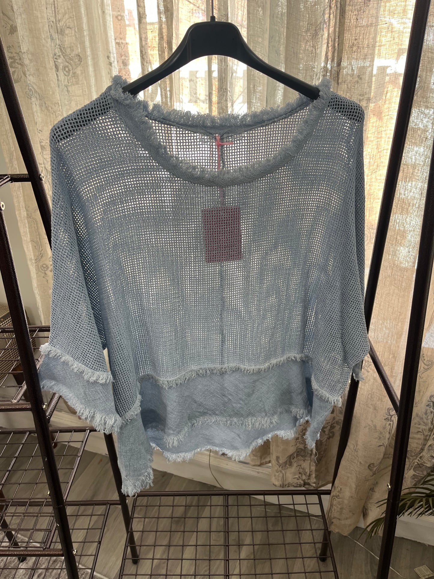 Valarie Fringe Detail Waffle Top