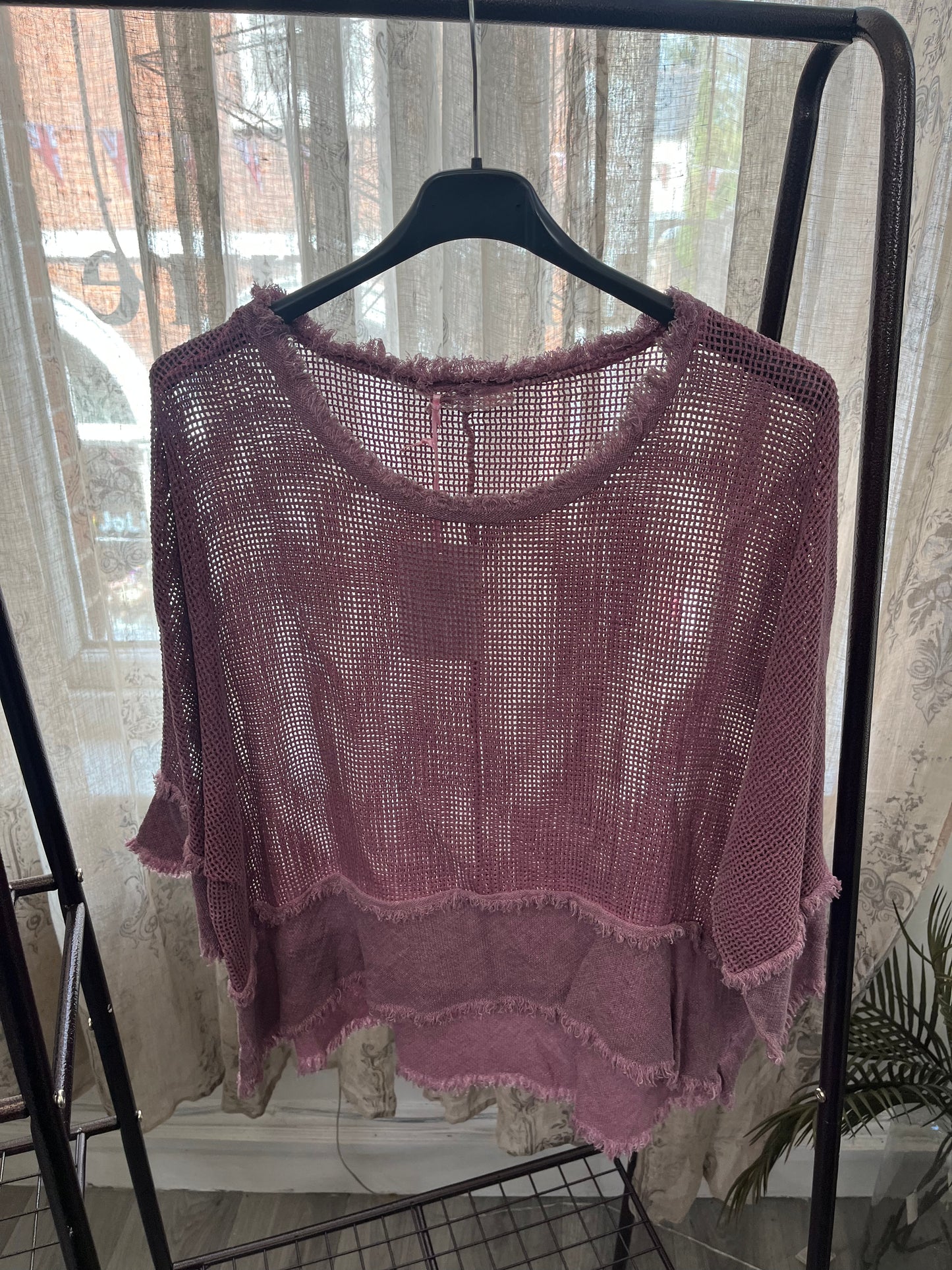 Valarie Fringe Detail Waffle Top