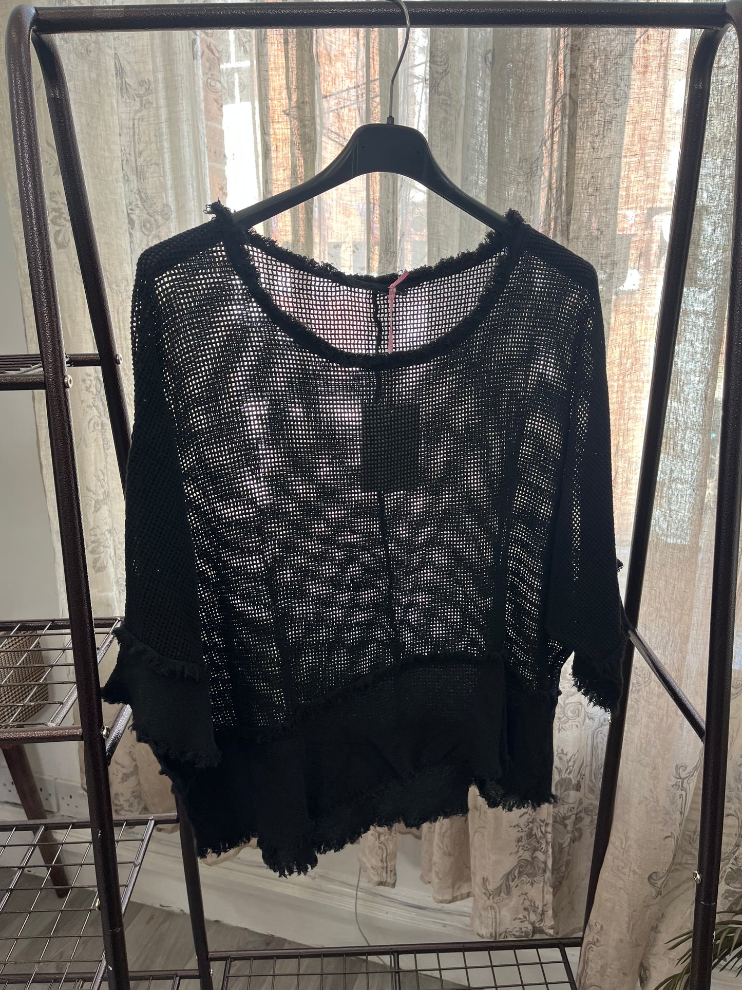 Valarie Fringe Detail Waffle Top