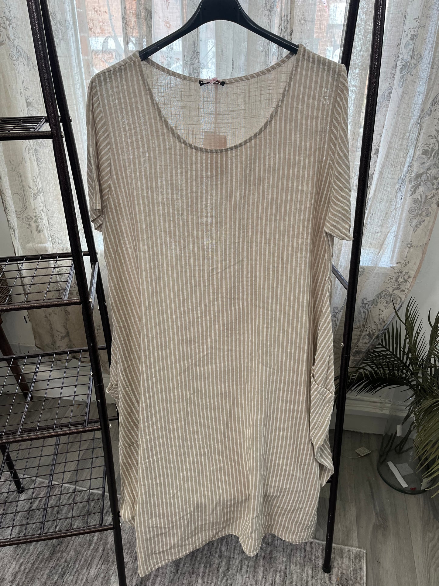 Pinstripe Cotton Tunic Dress