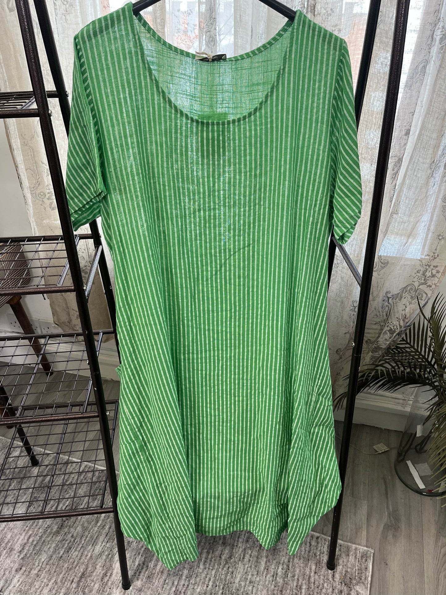 Pinstripe Cotton Tunic Dress