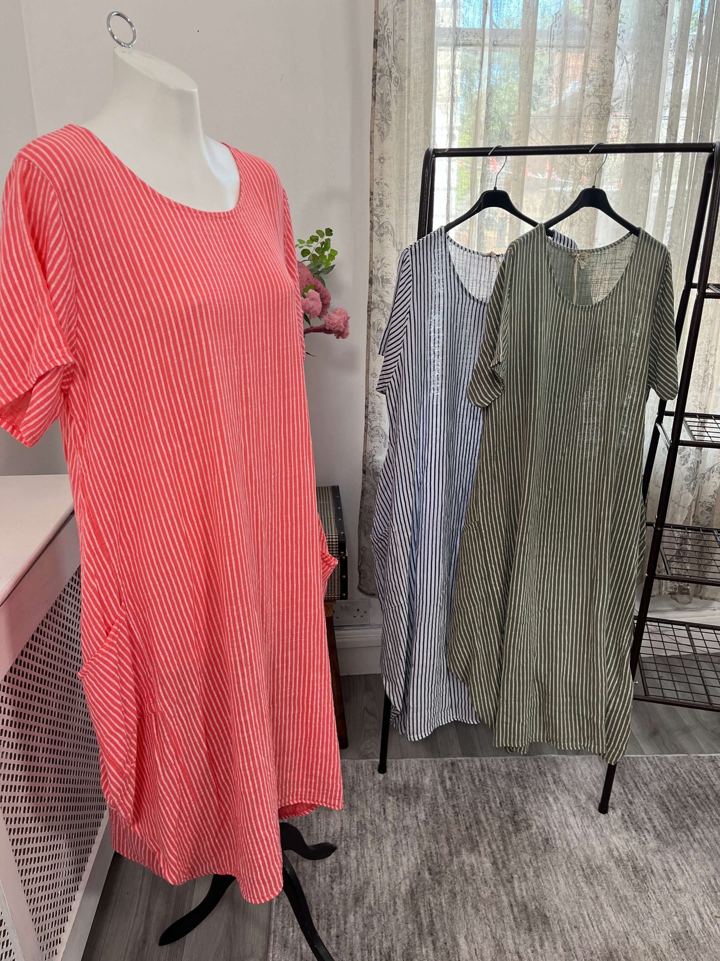 Pinstripe Cotton Tunic Dress