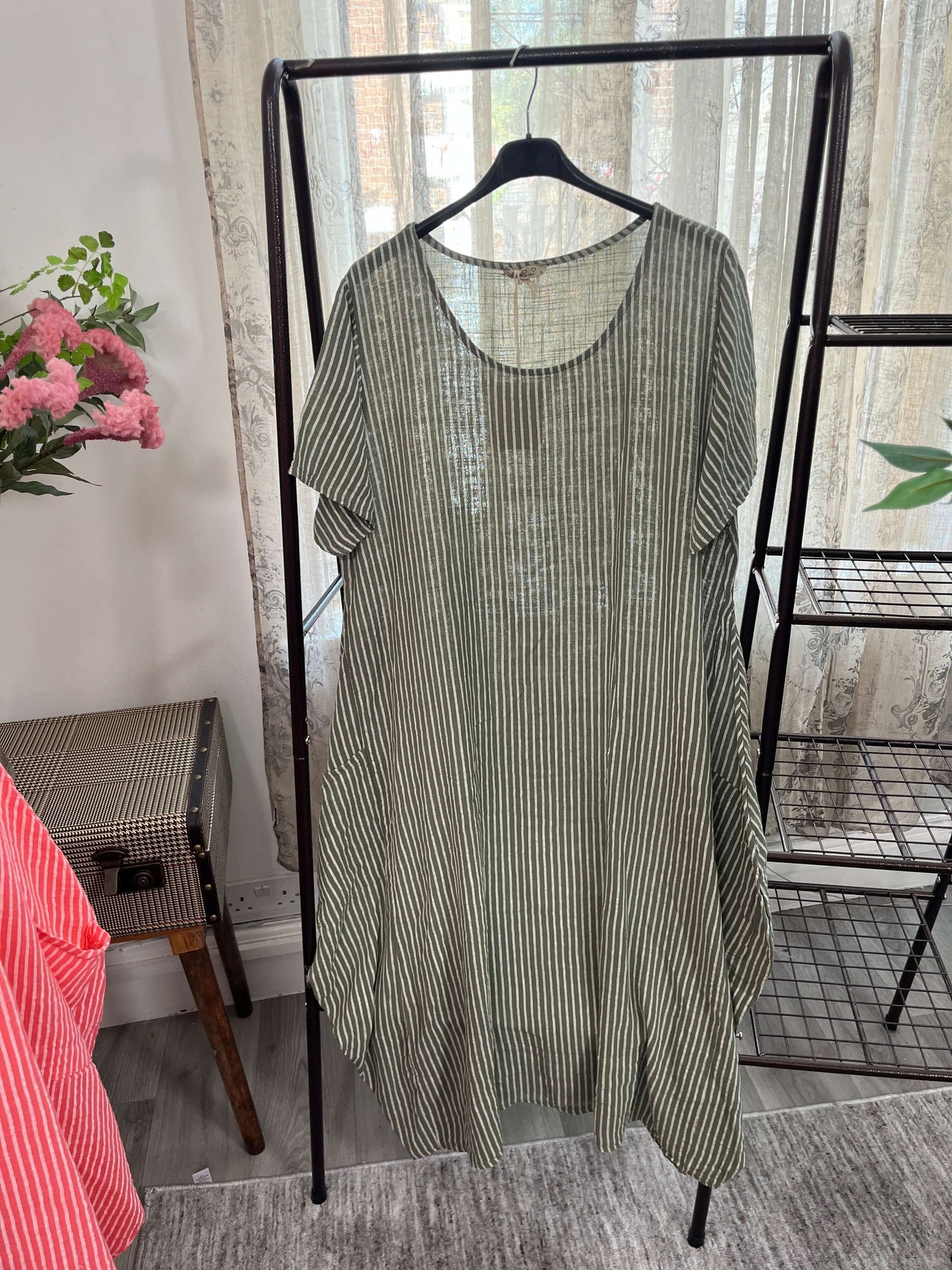 Pinstripe Cotton Tunic Dress