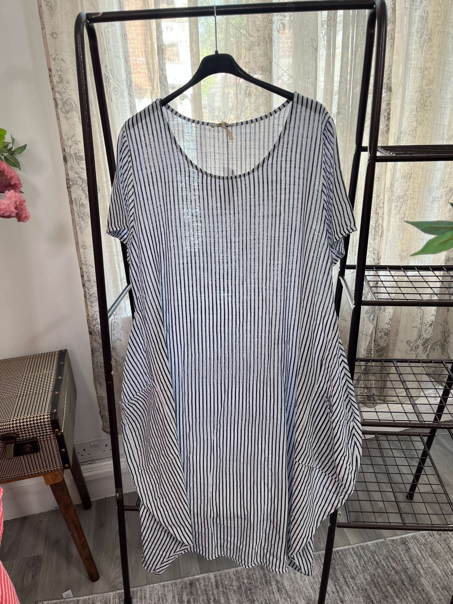 Pinstripe Cotton Tunic Dress