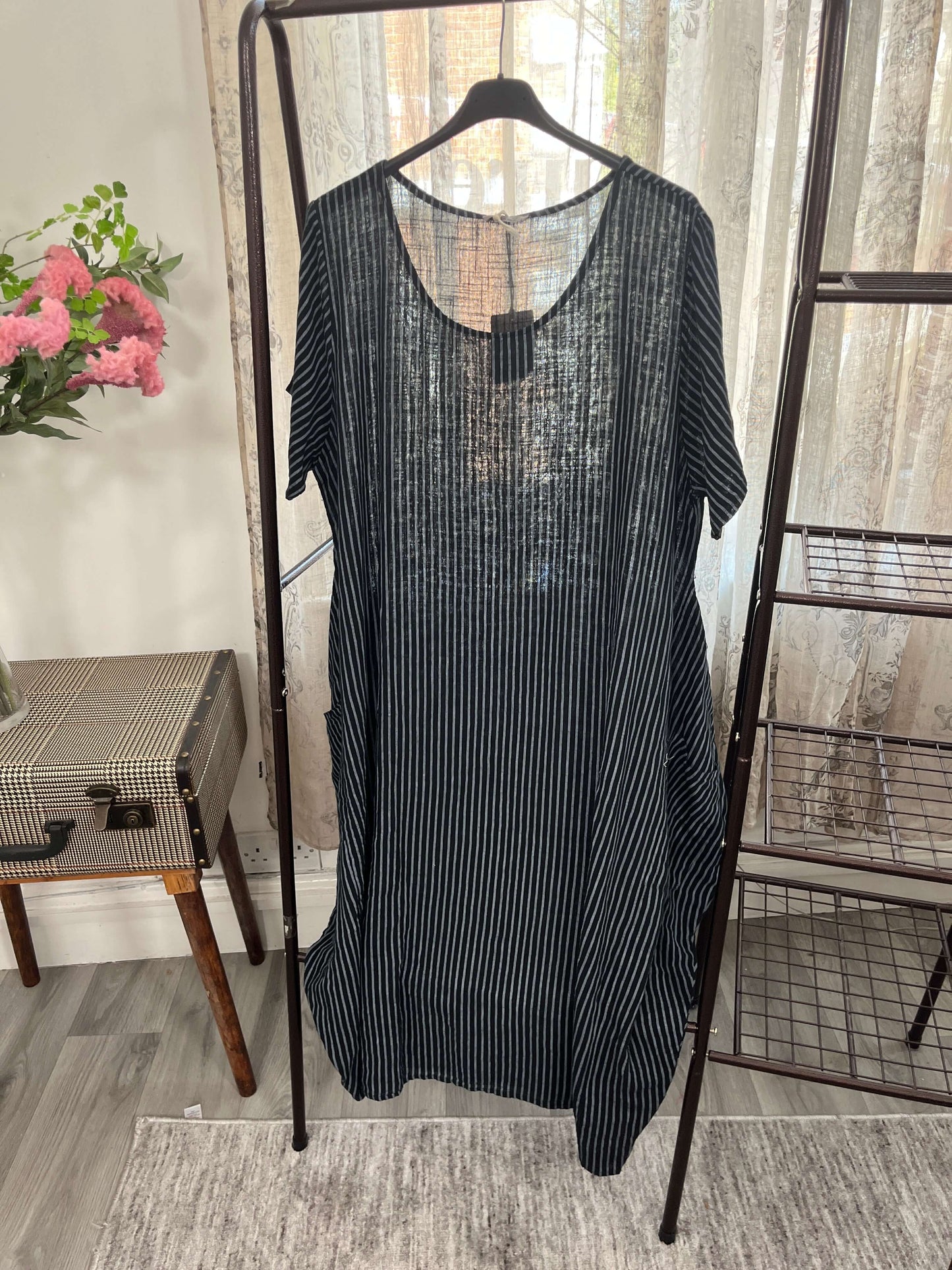Pinstripe Cotton Tunic Dress