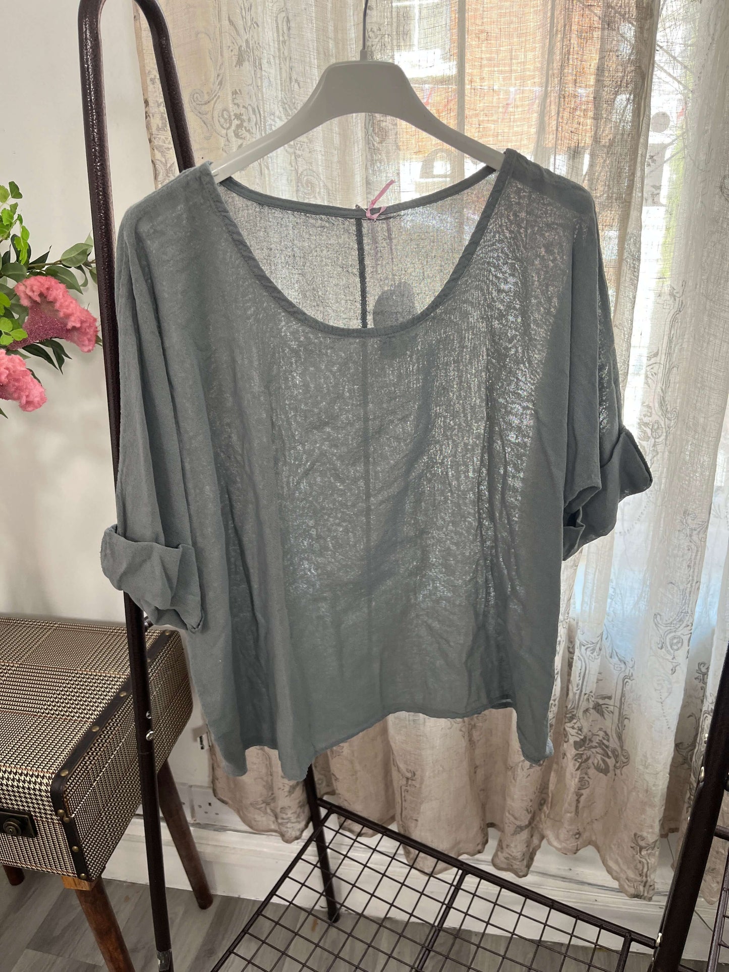 Casual Round Neck Linen Top