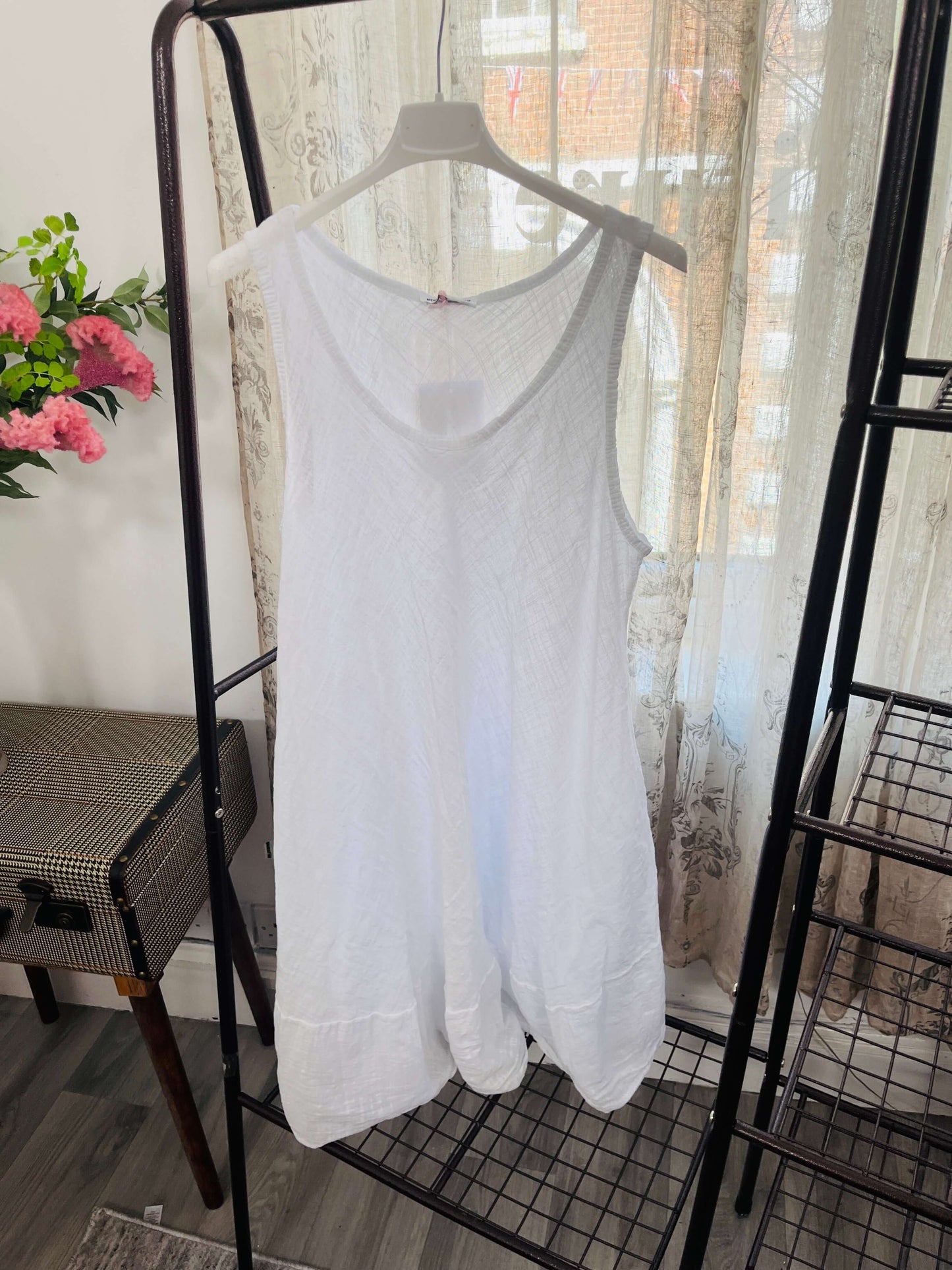Bias Cut Sleeveless Cotton Dress