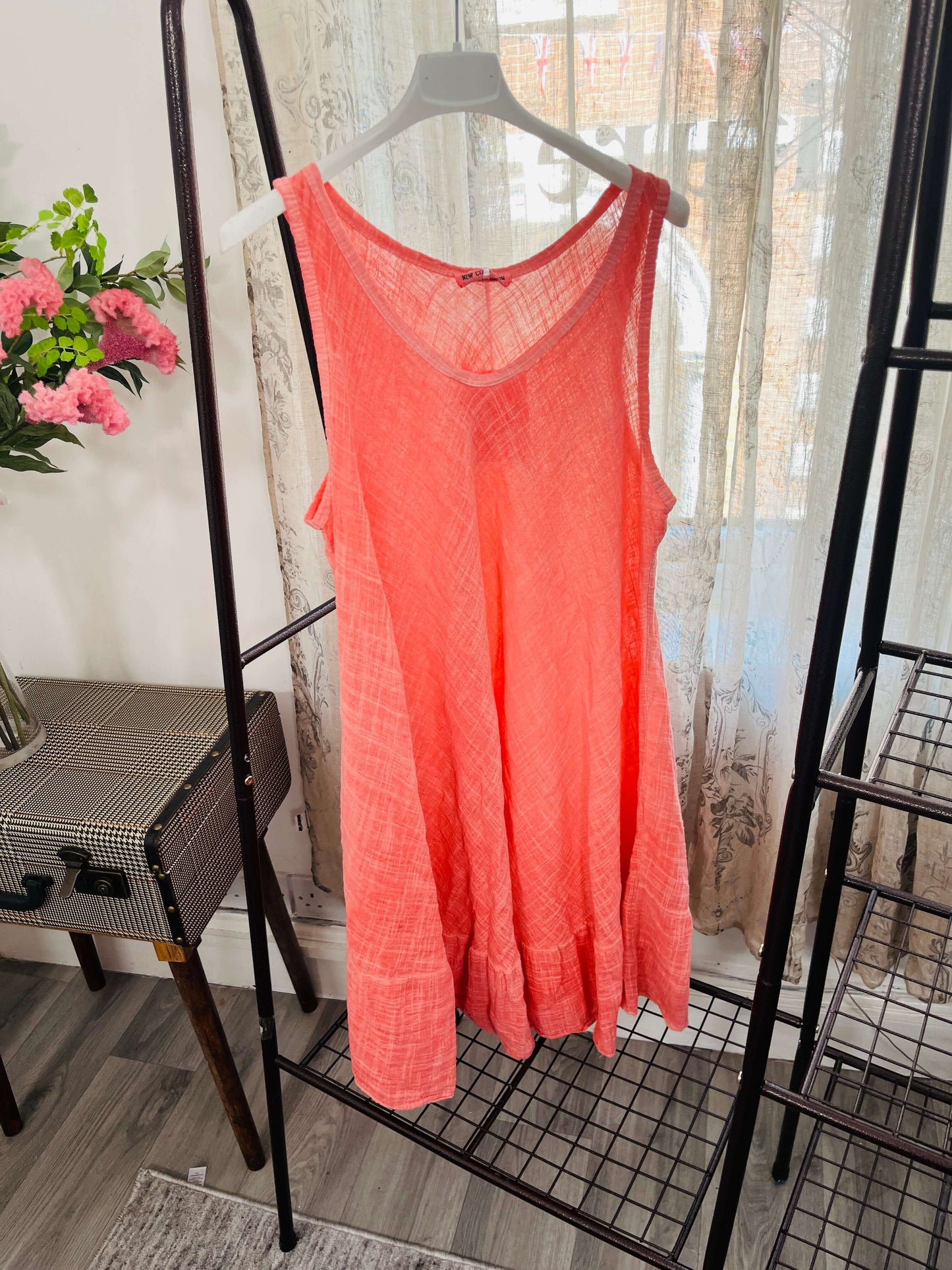 Bias Cut Sleeveless Cotton Dress
