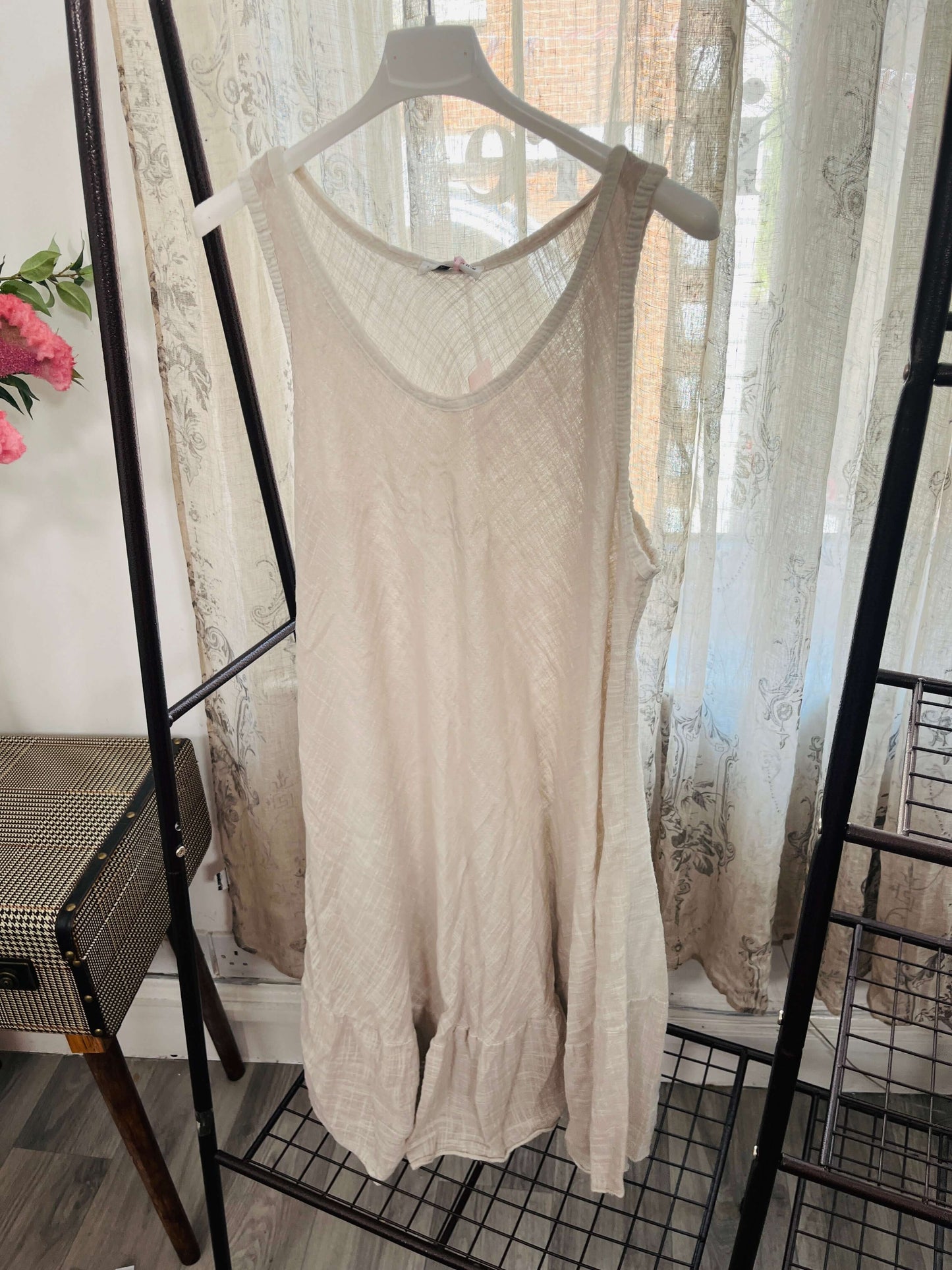 Bias Cut Sleeveless Cotton Dress