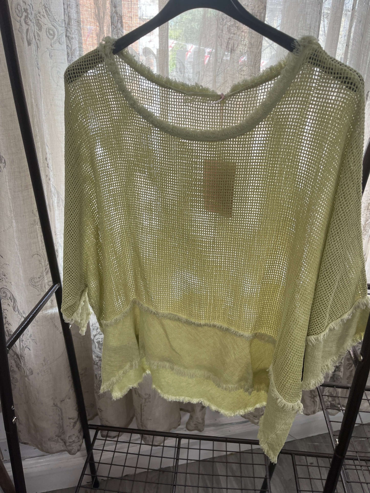 Valarie Fringe Detail Waffle Top