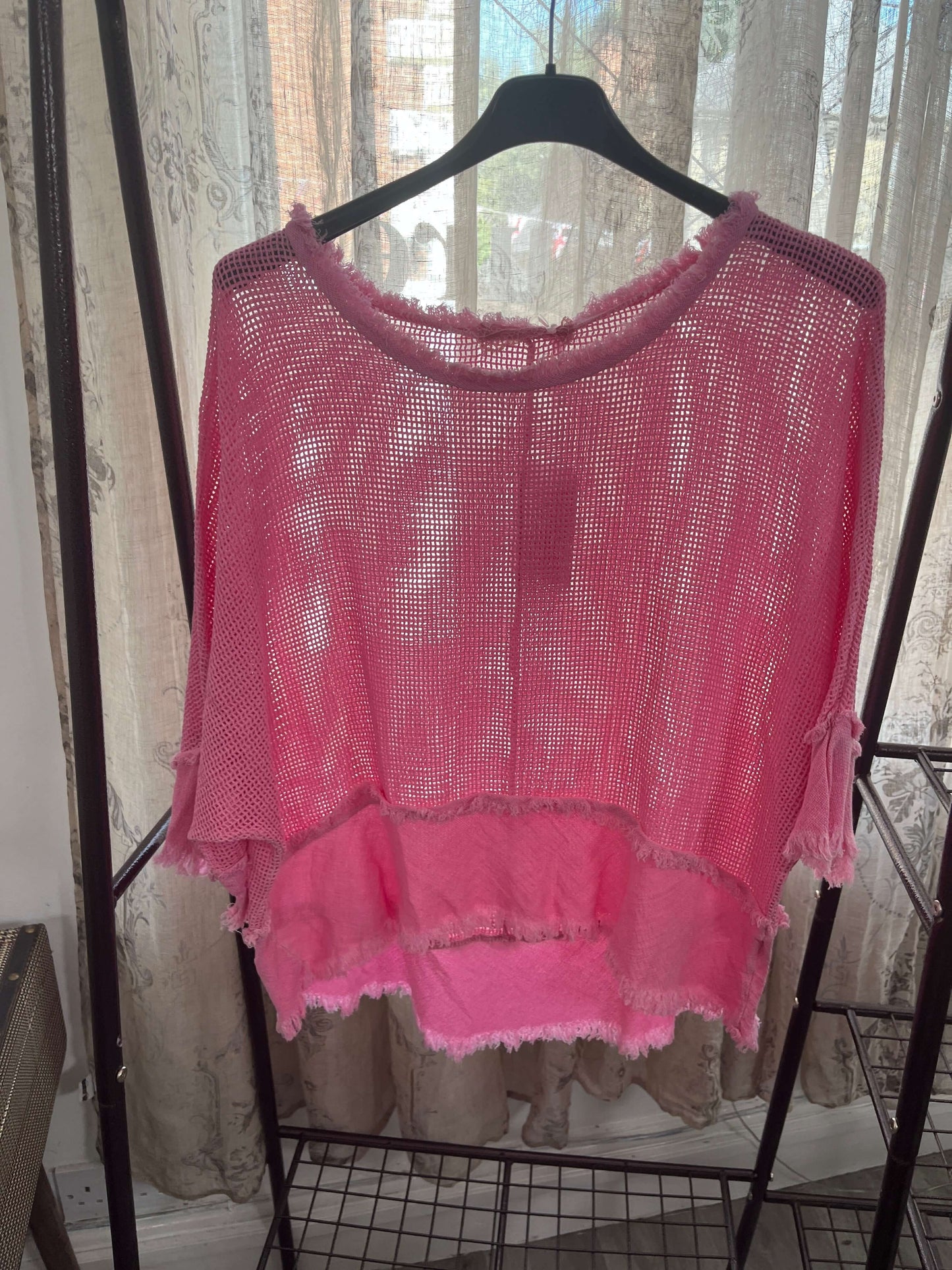 Valarie Fringe Detail Waffle Top