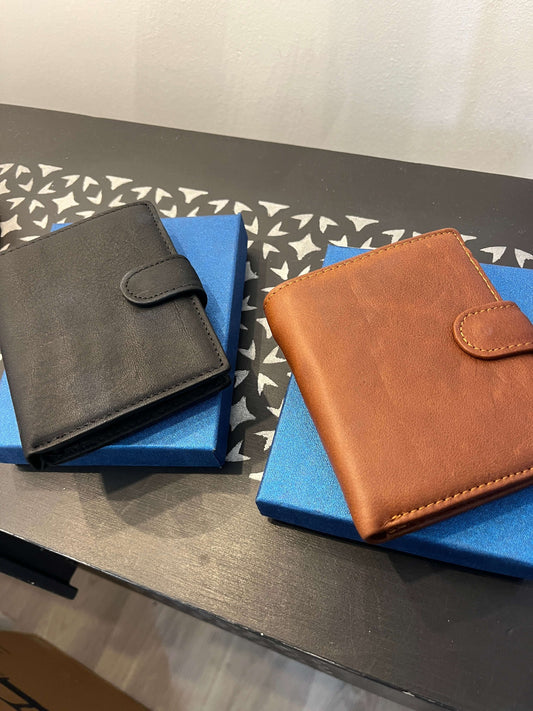 Mens Leather Wallet - Tan and Black