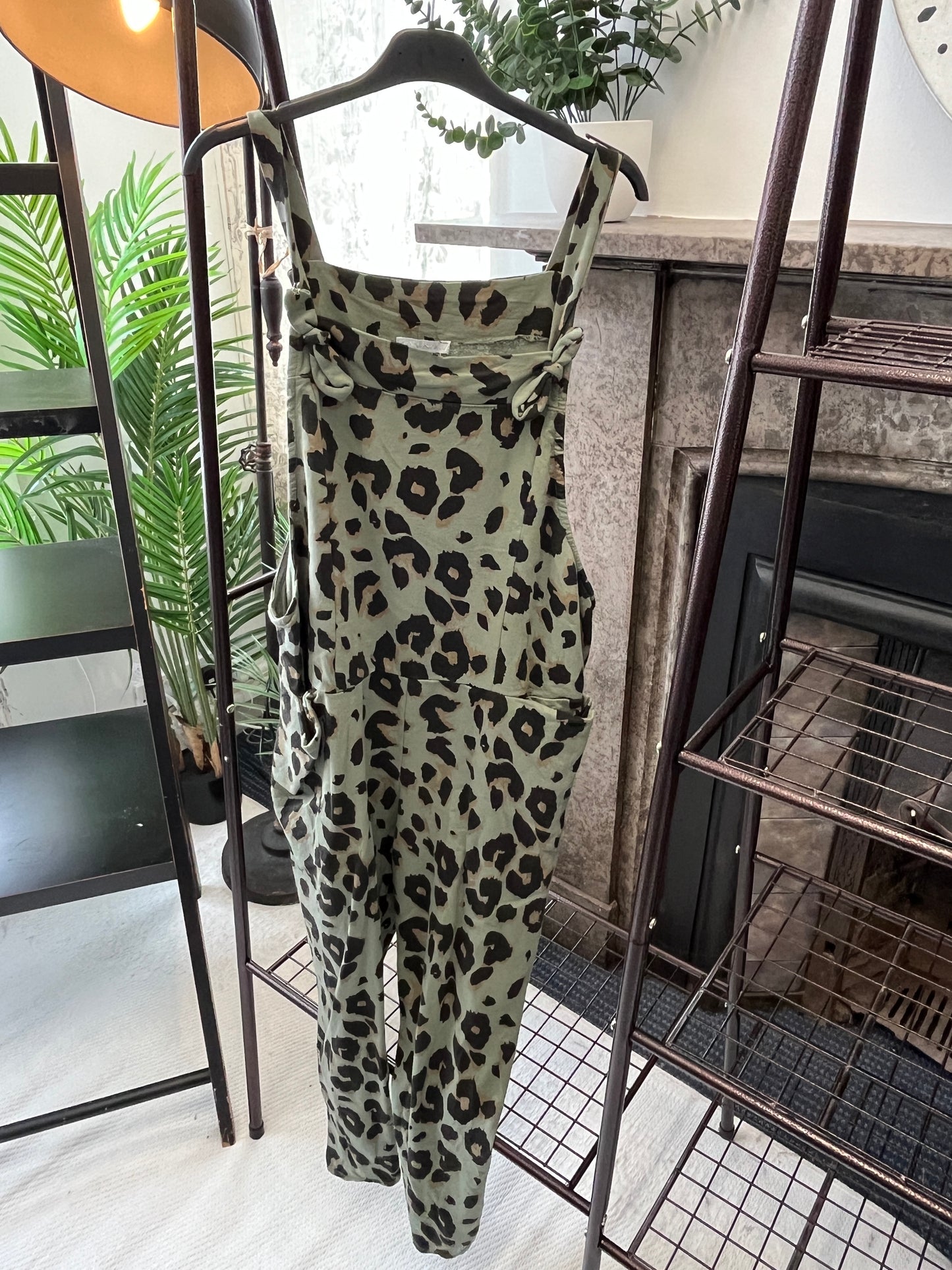 Leopard Jersey Dungarees