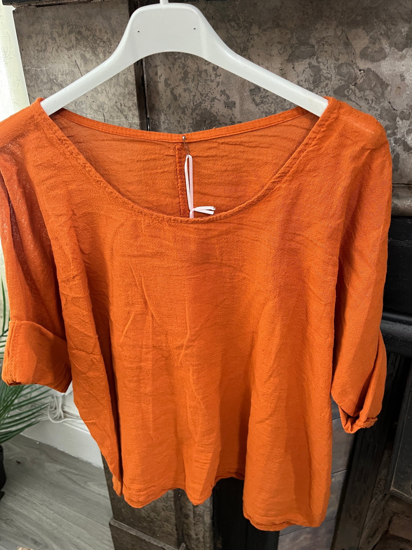 Sally Casual Round Neck Linen Top