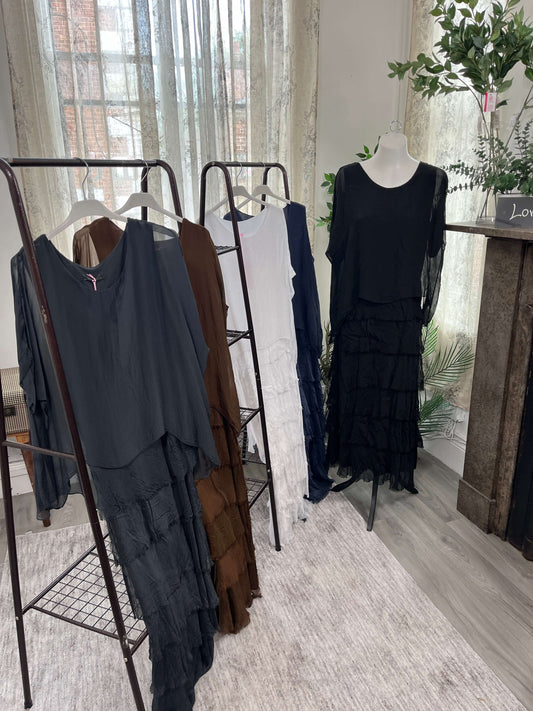 Saskia Silk Look Tiered Dress