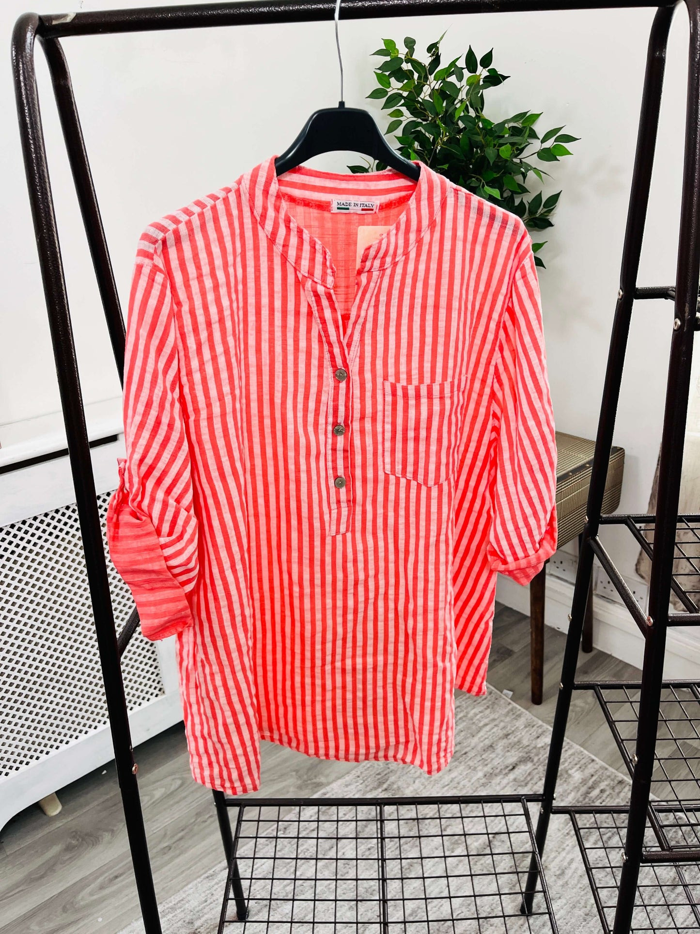 Louisa Casual 3 Button Blouse - Stripe