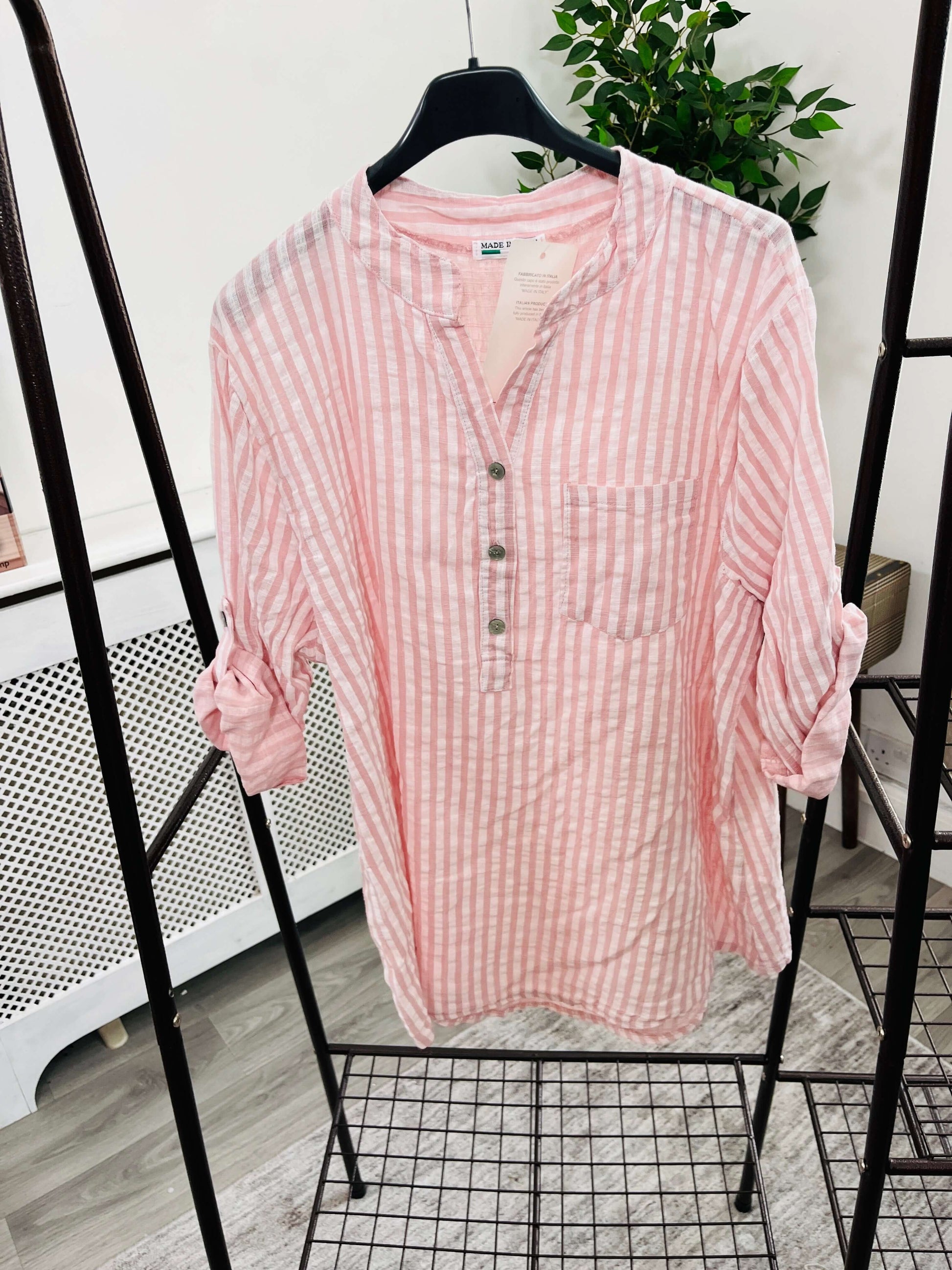 Louisa Casual 3 Button Blouse - Stripe