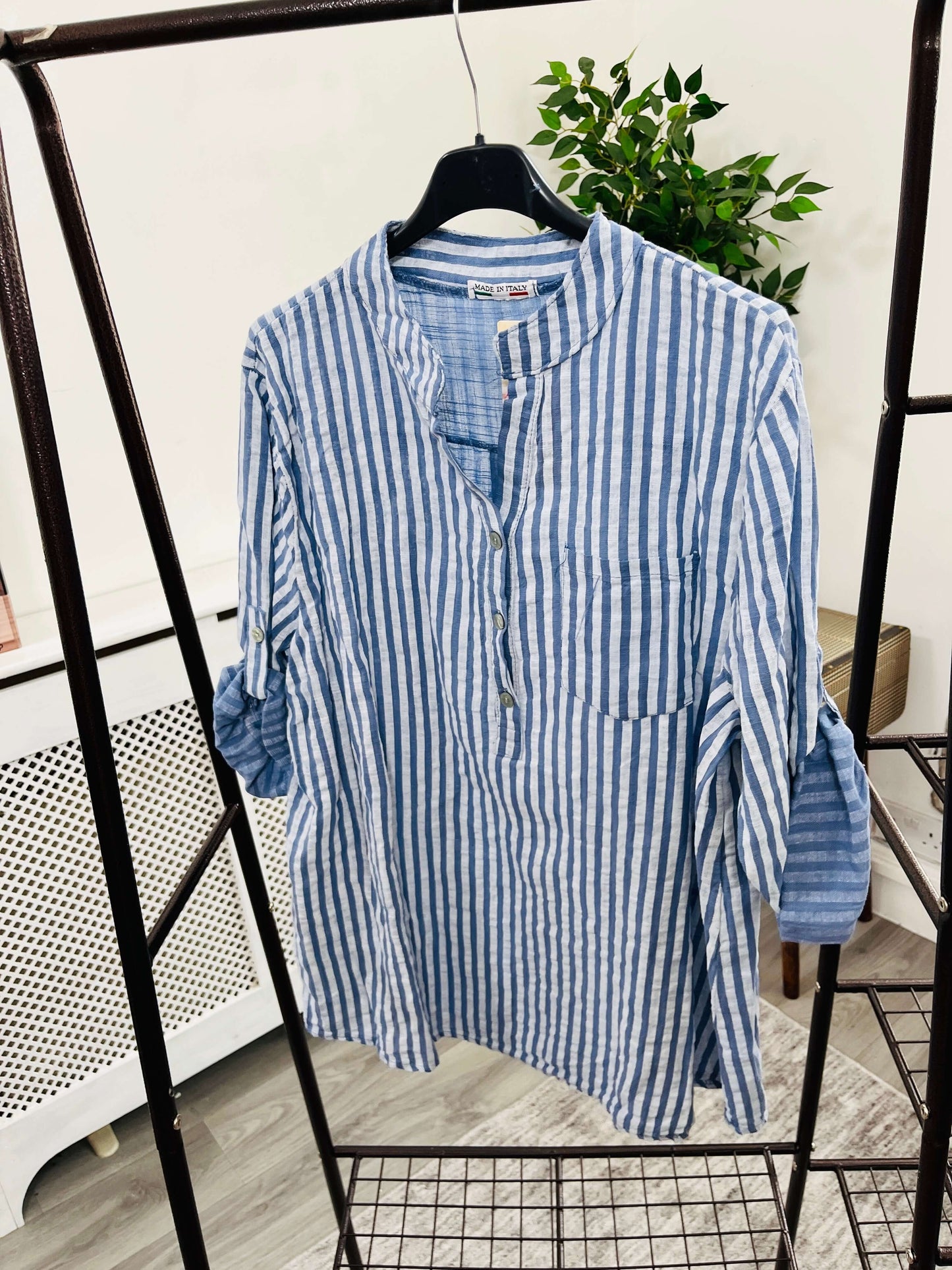 Louisa Casual 3 Button Blouse - Stripe