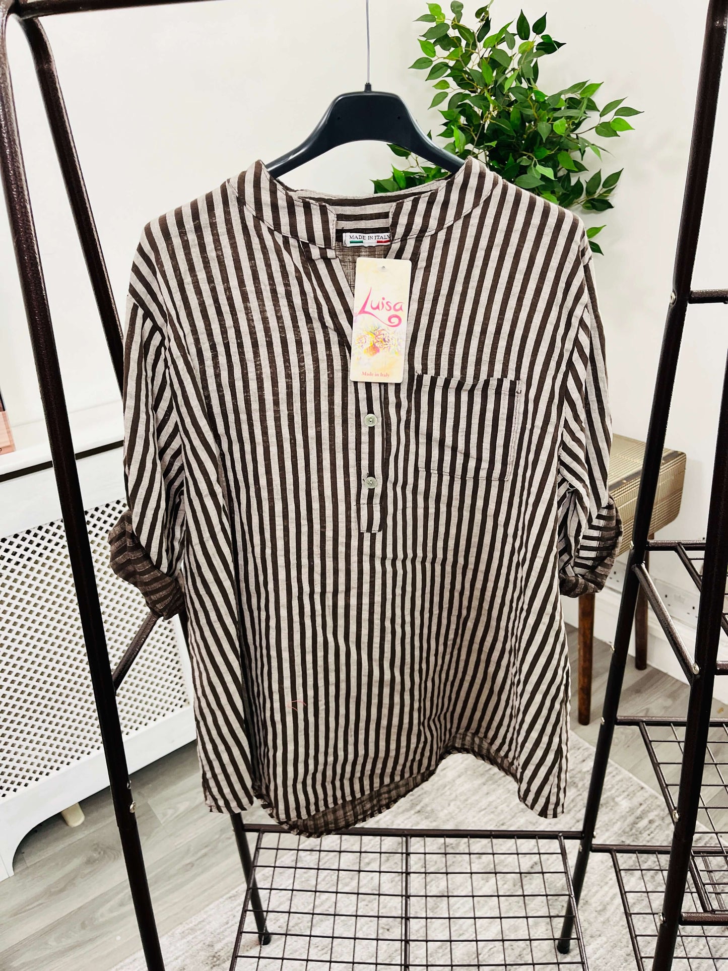 Louisa Casual 3 Button Blouse - Stripe