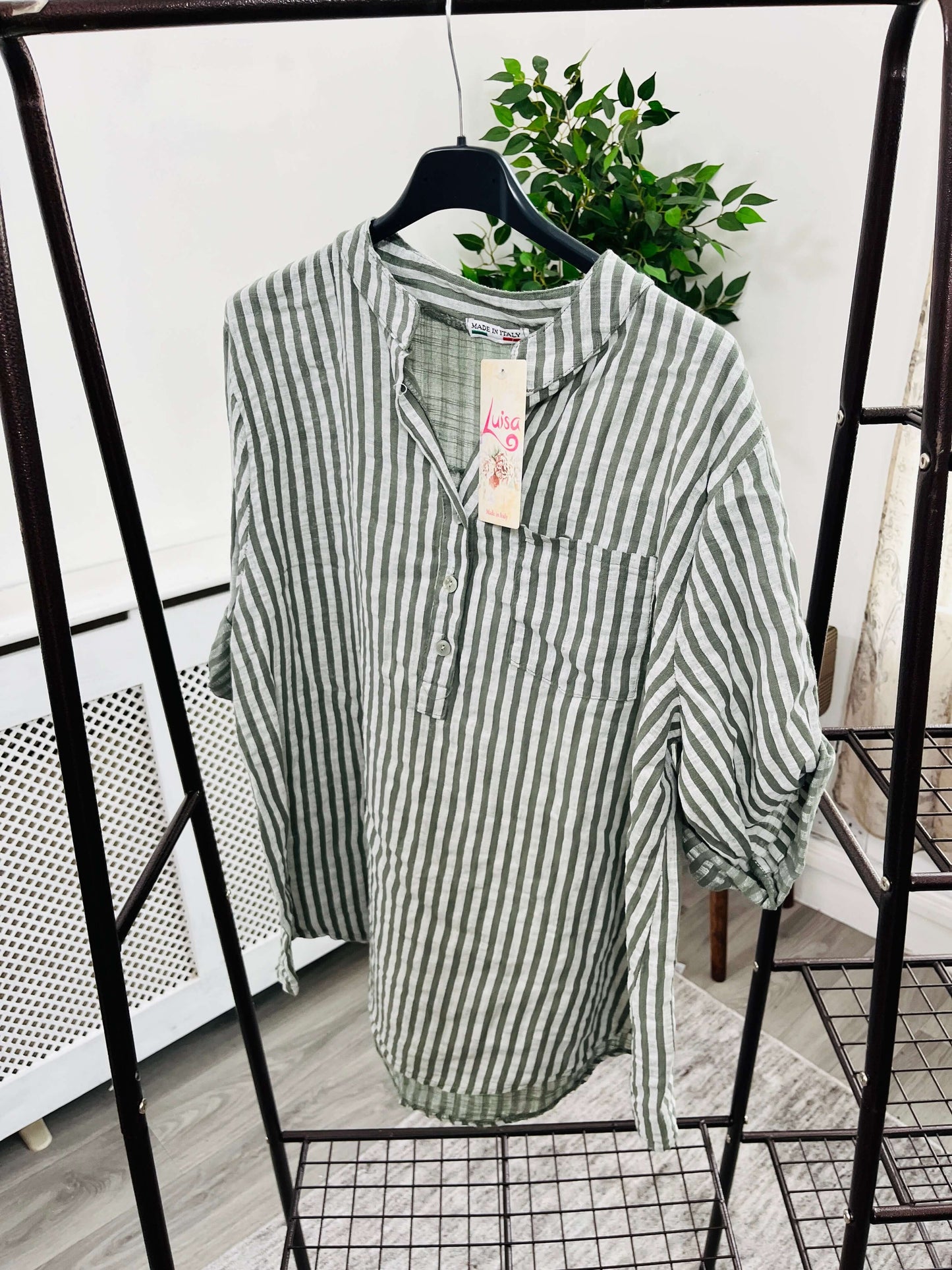 Louisa Casual 3 Button Blouse - Stripe