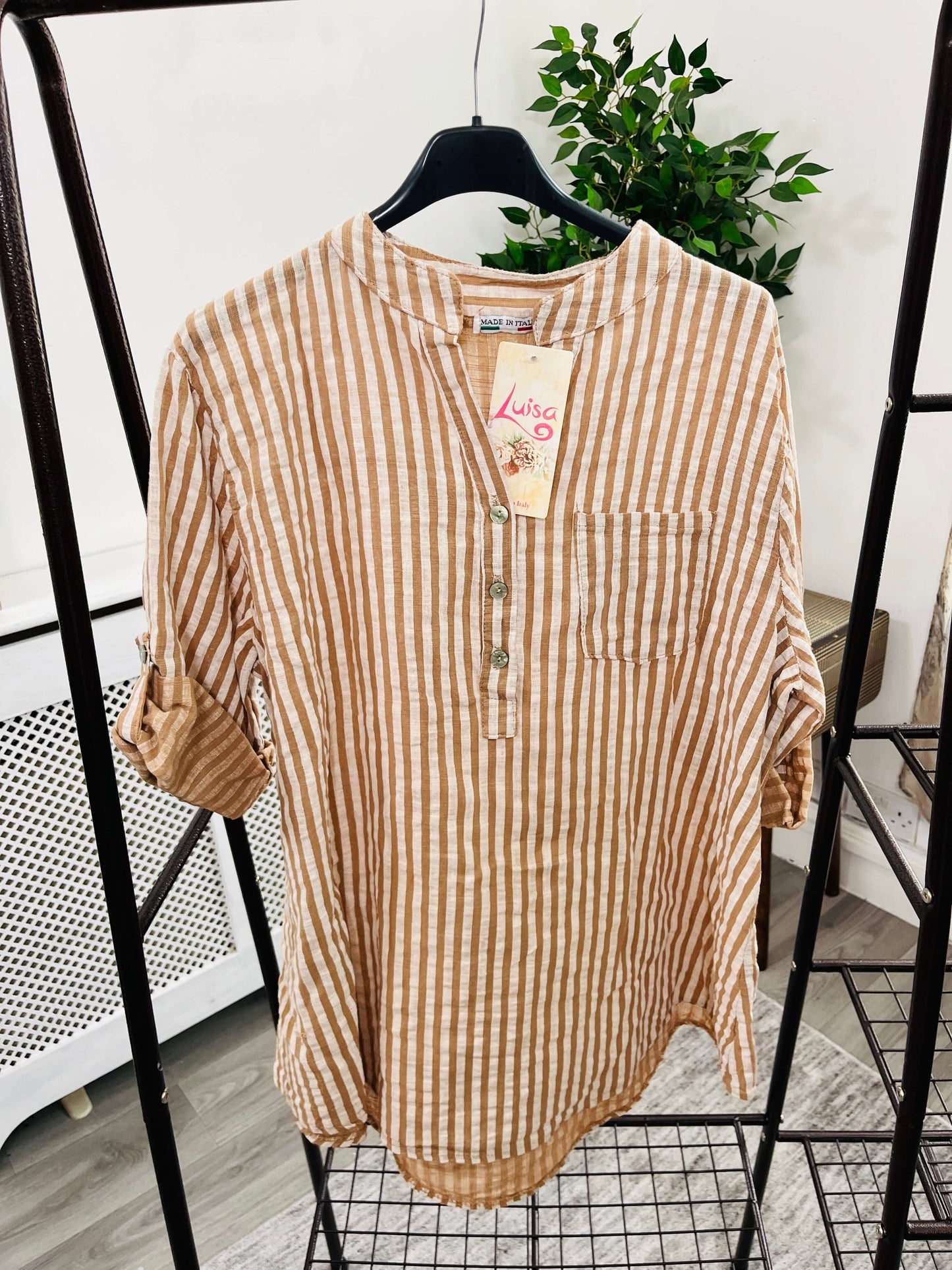 Louisa Casual 3 Button Blouse - Stripe